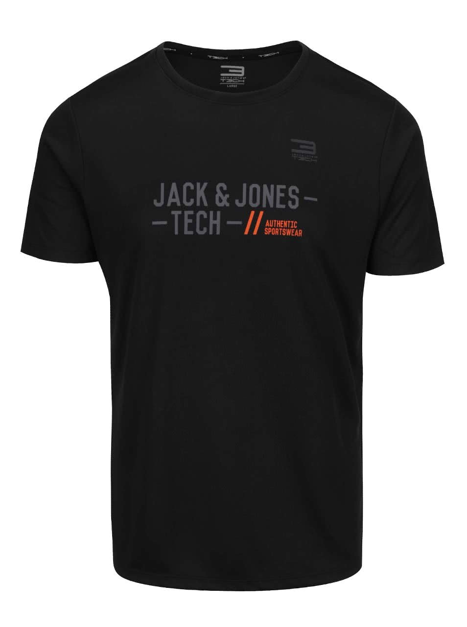 Černé sportovní triko s potiskem Jack & Jones Trace