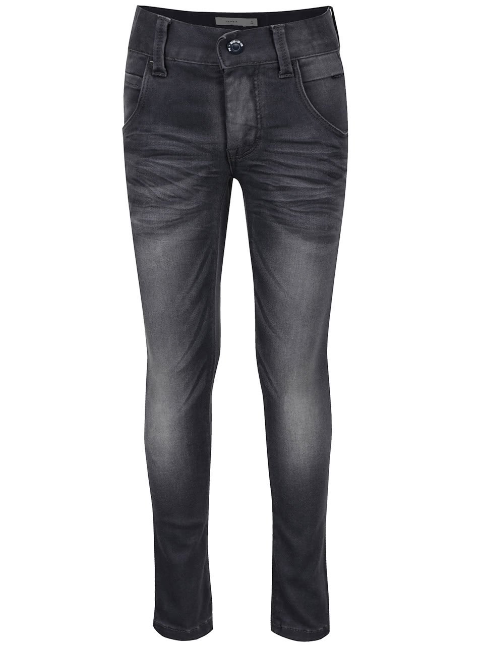 Tmavě šedé klučičí džíny s vyšisovaným efektem name it Clas