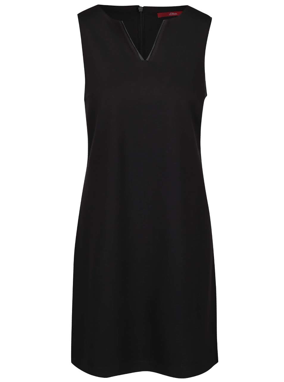 Černé šaty s koženkovými detaily s.Oliver