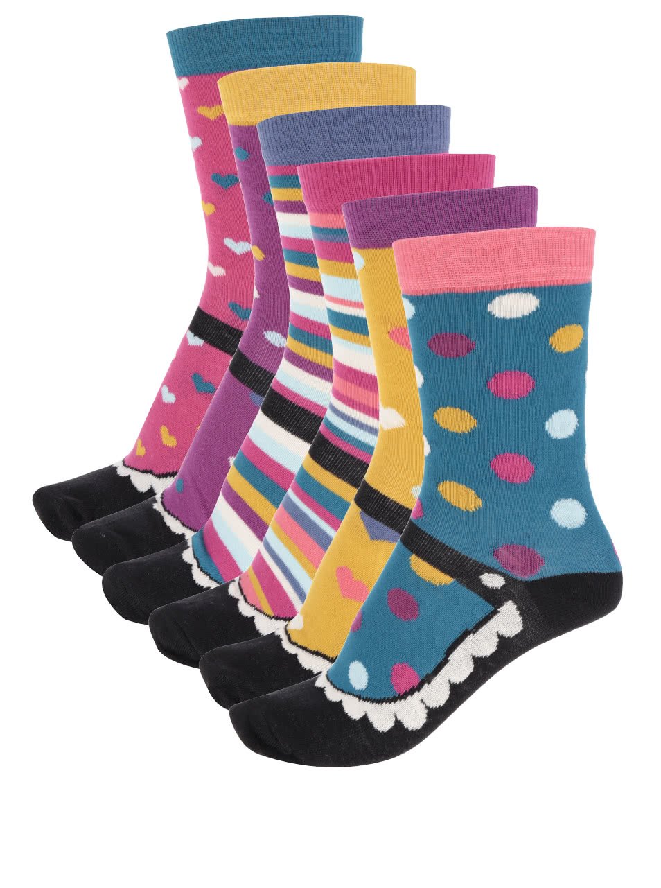 Sada šesti barevných dámských ponožek Oddsocks Mary
