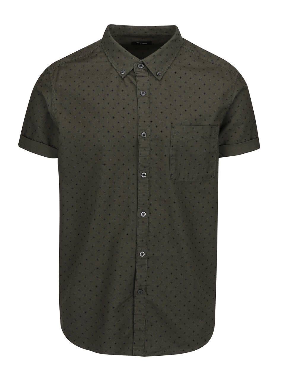 Khaki vzorovaná košile s krátkým rukávem Burton Menswear London