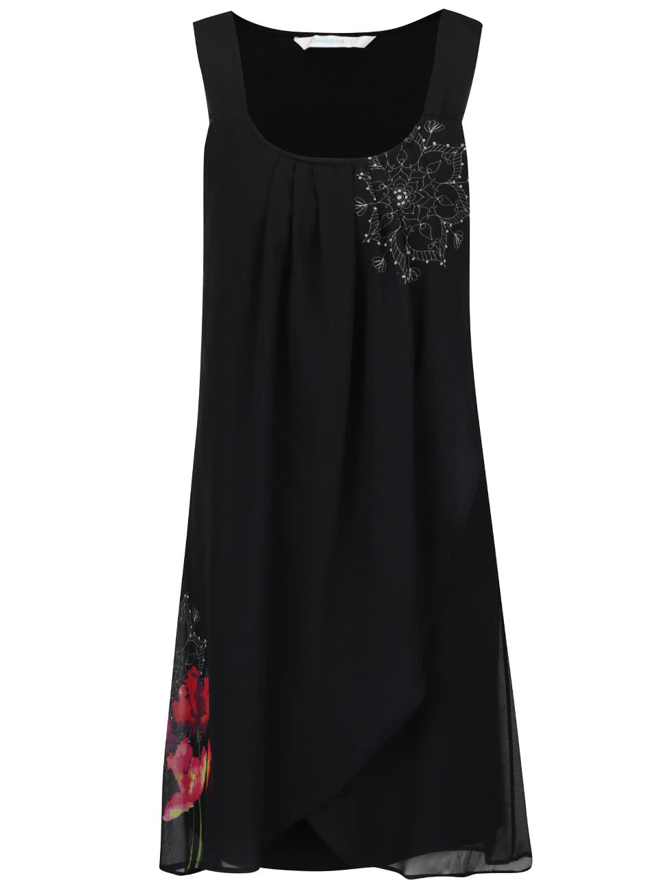 Černé šaty na ramínka s květy vlčích máků Desigual Nuri
