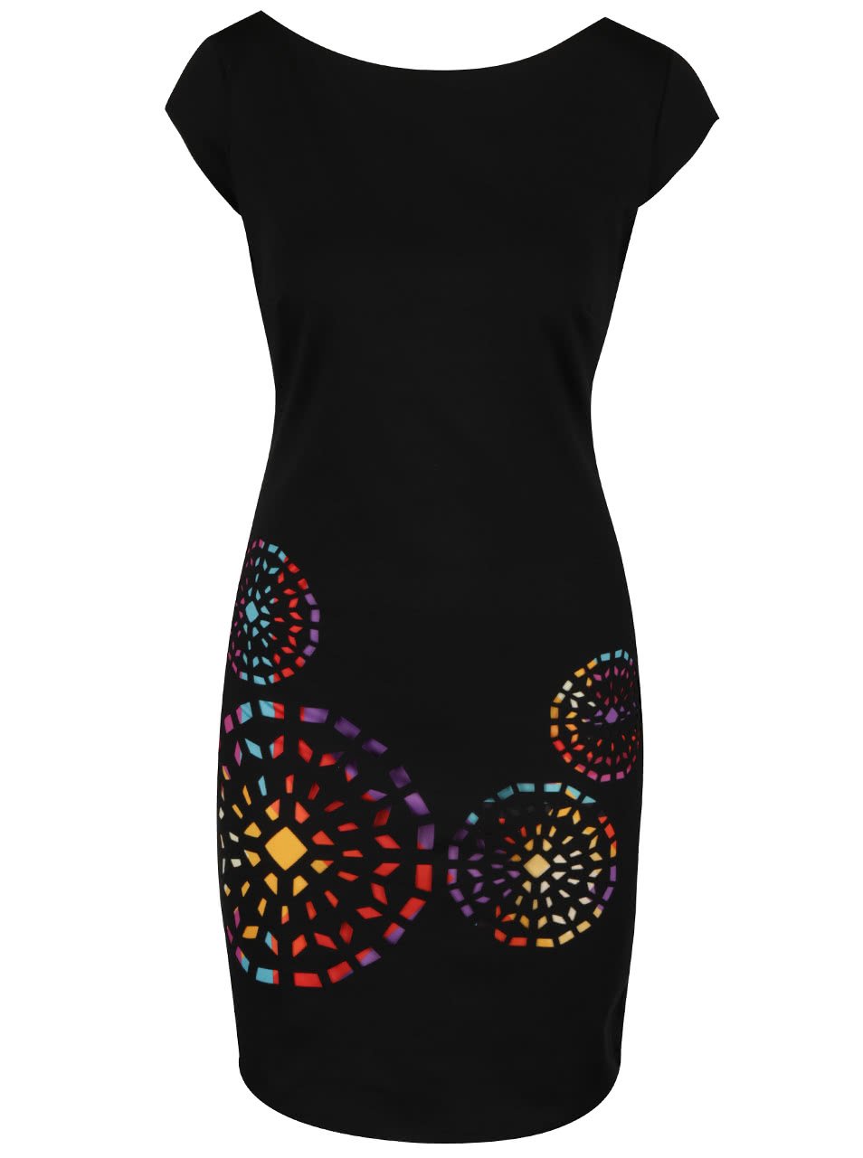 Černé šaty s barevnými ornamenty Desigual Olimpic