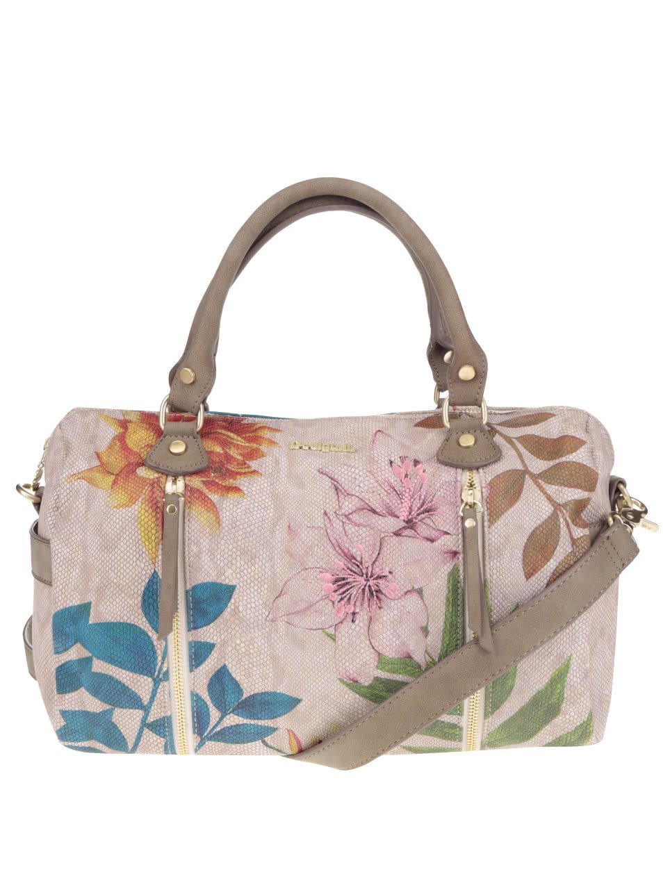 Béžová kabelka s barevnými květy a listy Desigual Sidney Mogly