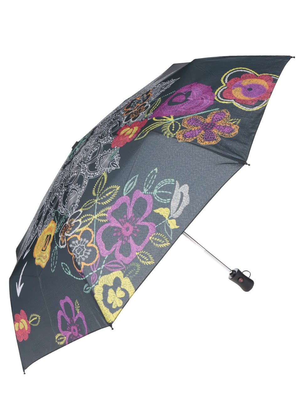 Černý deštník s potiskem Desigual Wow
