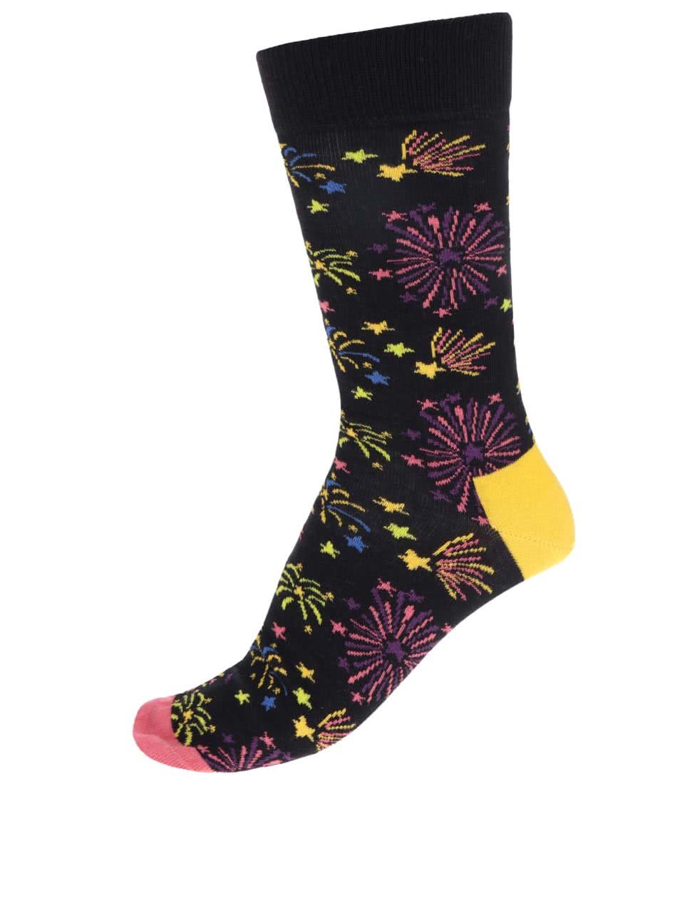 Černé vzorované pánské ponožky Happy Socks Firework