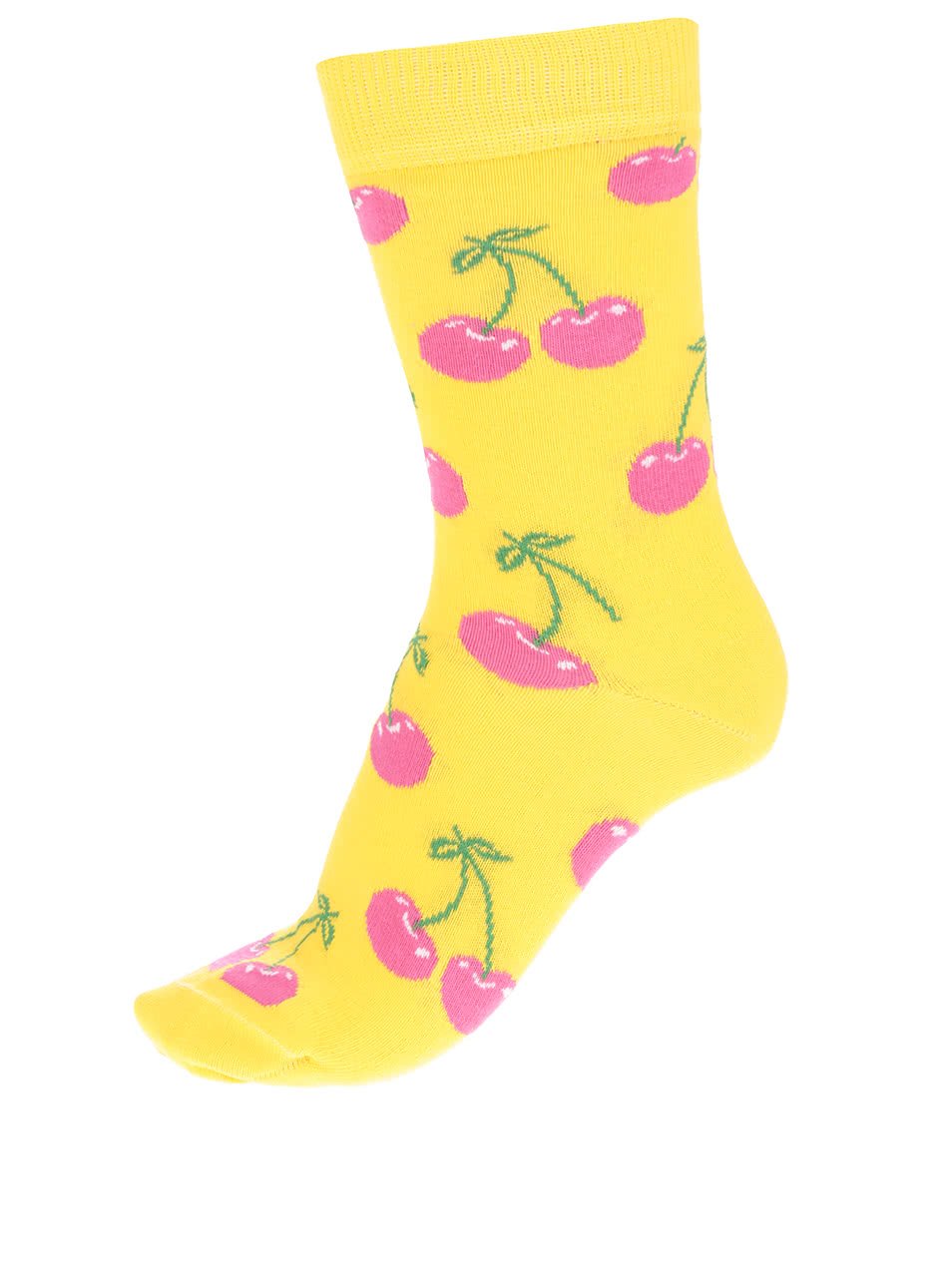 Žluté dámské ponožky s třešněmi Happy Socks Cherry