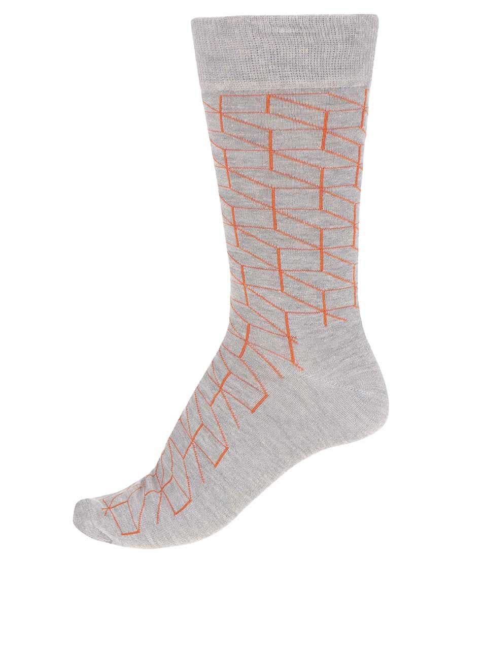Šedé pásnké vzorované ponožky Happy Socks Optic