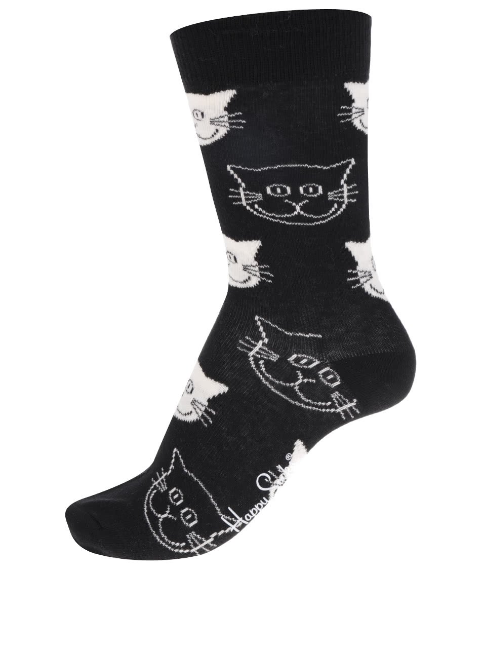 Černé dámské ponožky s kočičím vzorem Cat Sock