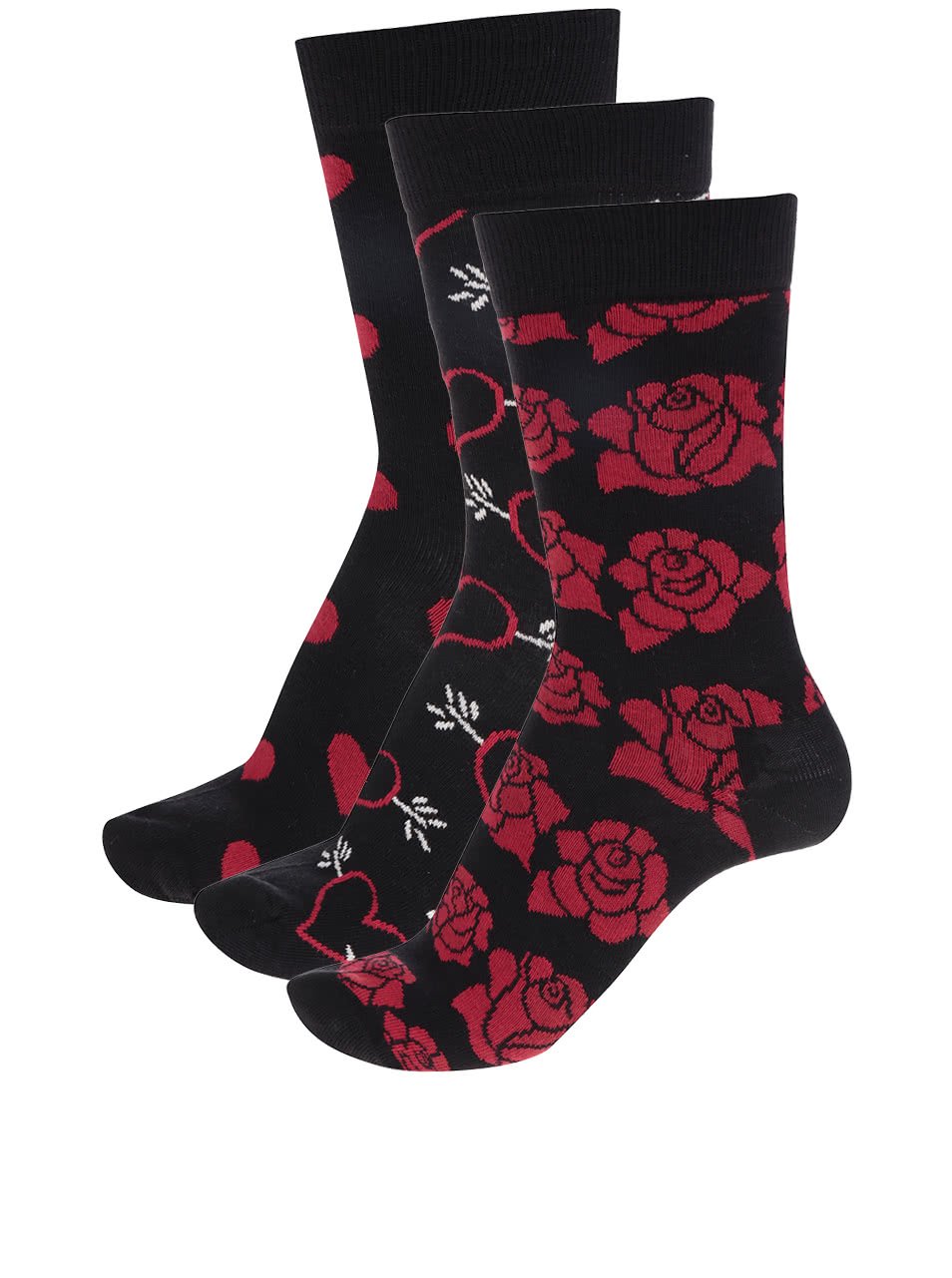 Sada tří párů dámských černých ponožek Happy Socks Valentine's Gift Box