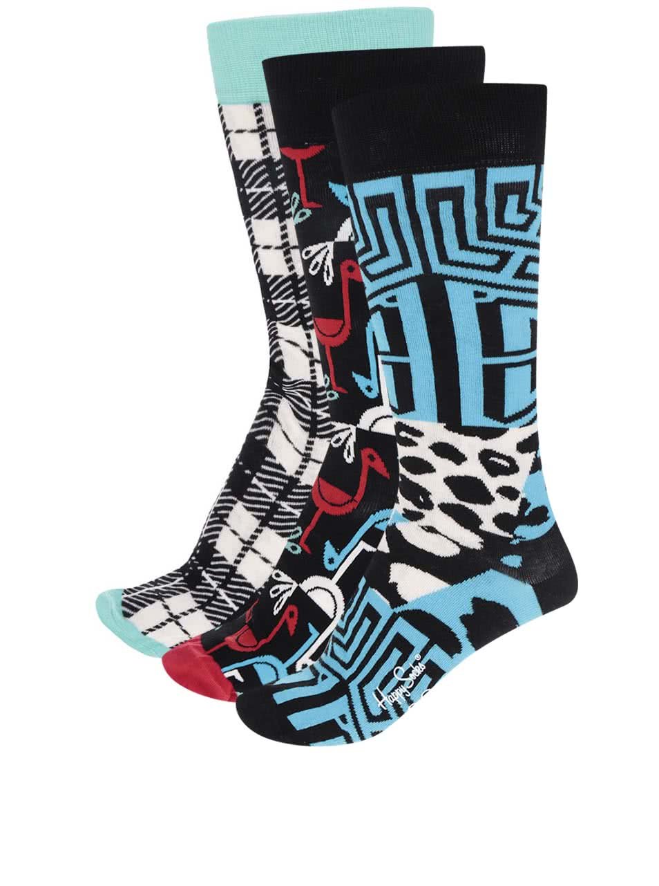 Sada tří párů pánských vzorovaných ponožek Happy Socks Iris Apfel