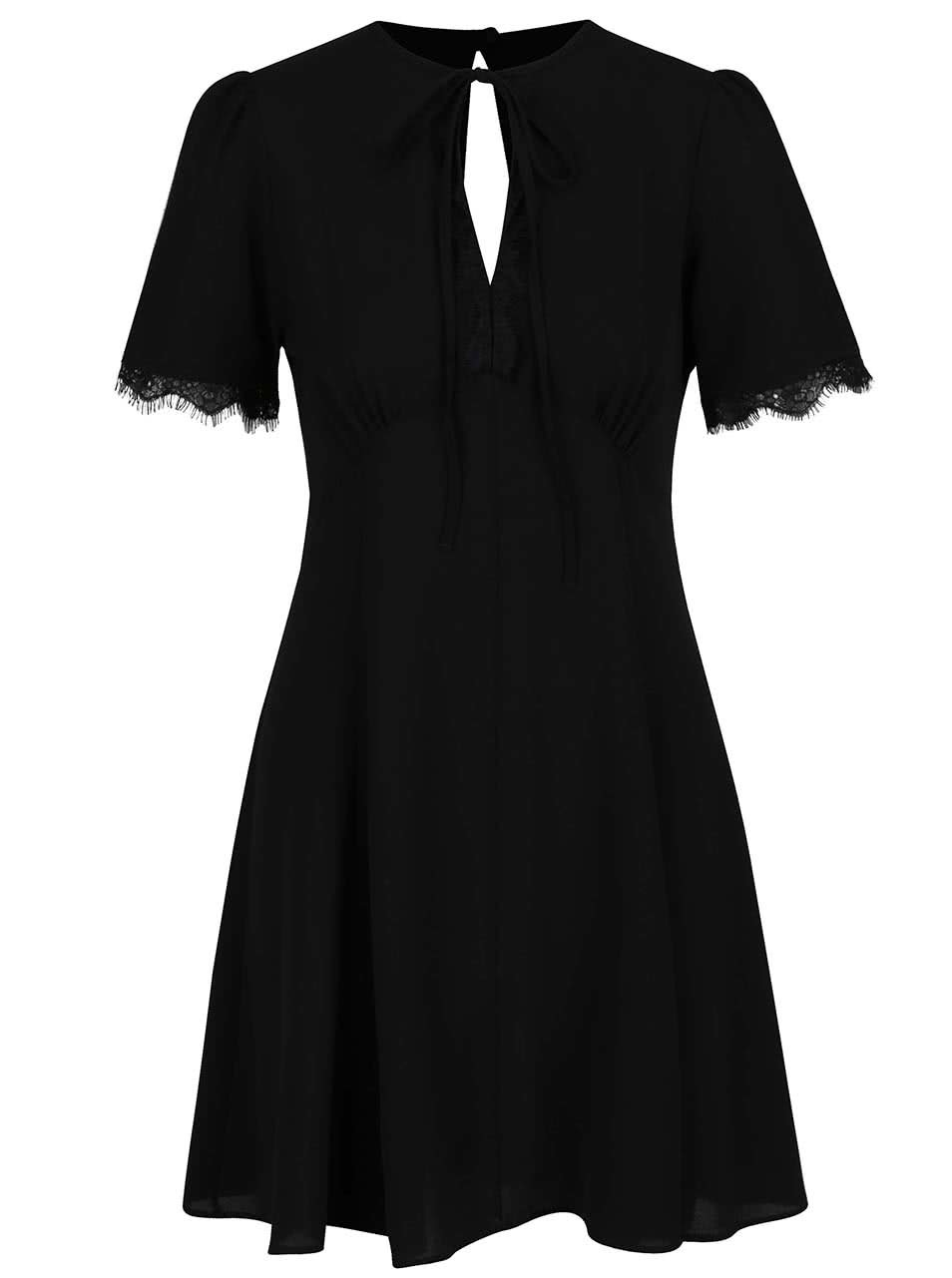 Černé šaty s krajkovými detaily Miss Selfridge