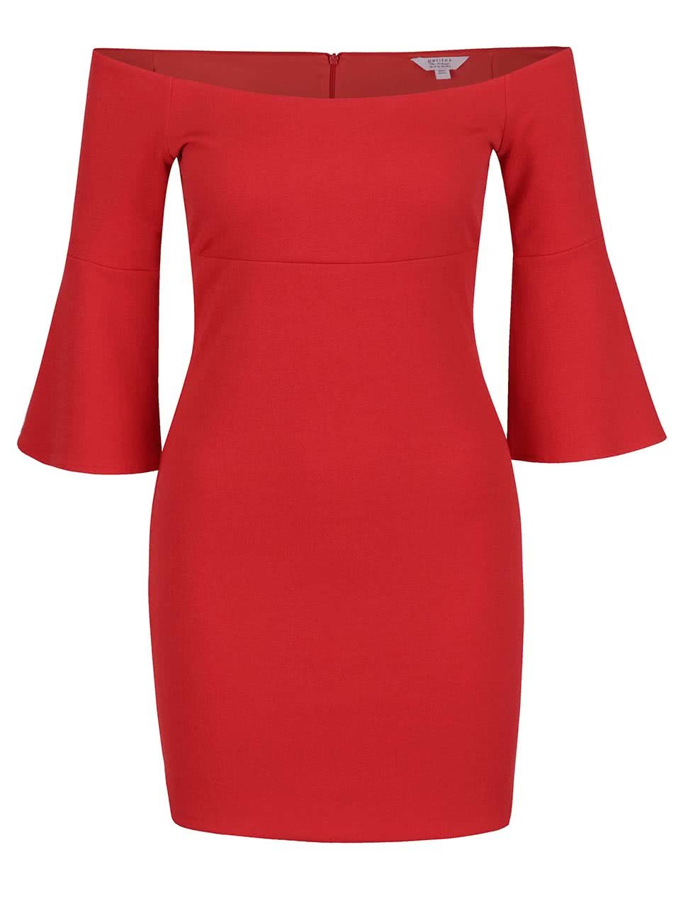 Červené šaty s 3/4 rukávy Miss Selfridge Petites