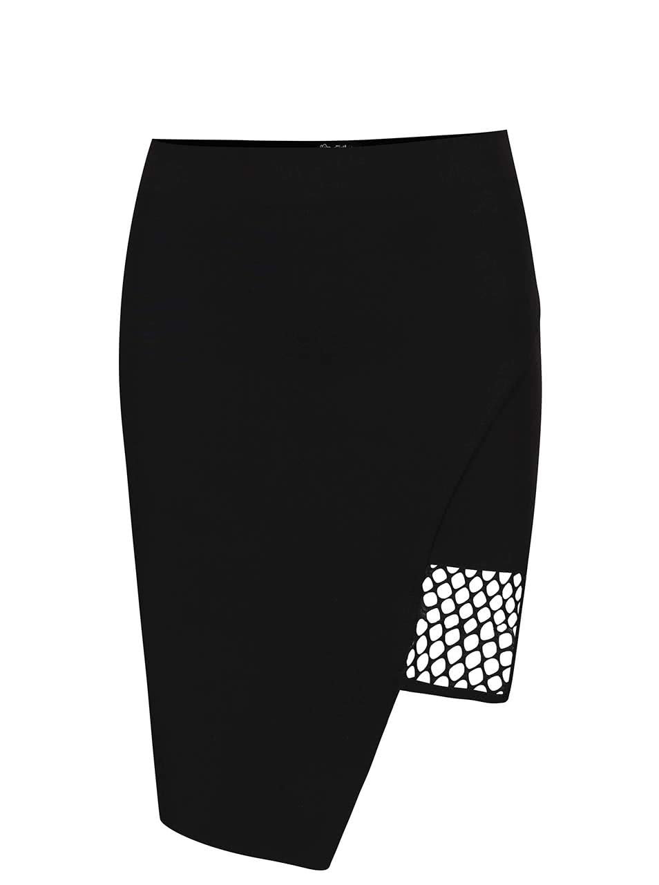 Černá asymetrická sukně se síťovaným detailem Miss Selfridge