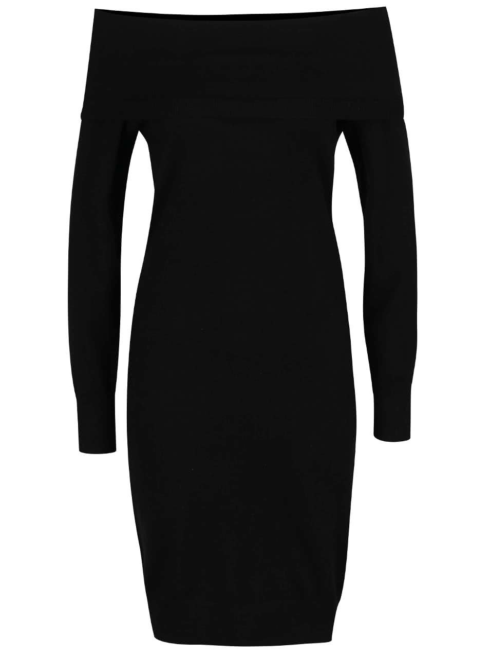 Černé svetrové šaty s odhalenými rameny Vero Moda Vicky