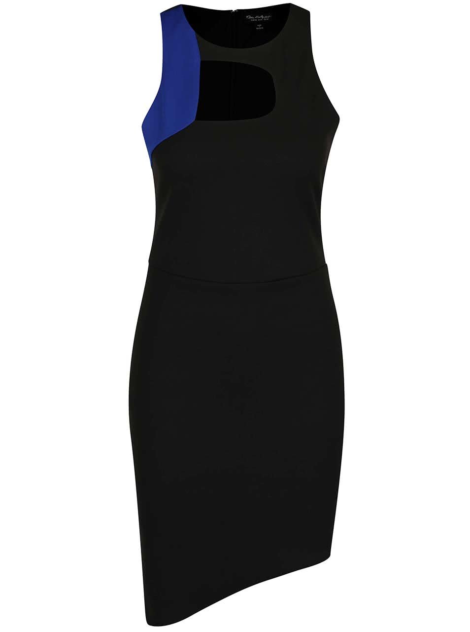 Černé šaty s modrým detailem v dekoltu Miss Selfridge