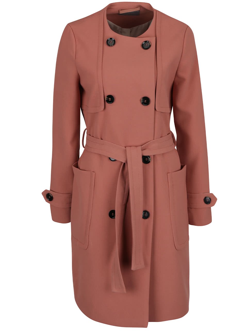 Starorůžový kabát s dvouřadým zapínáním a hlubokými kapsami Vero Moda Janna