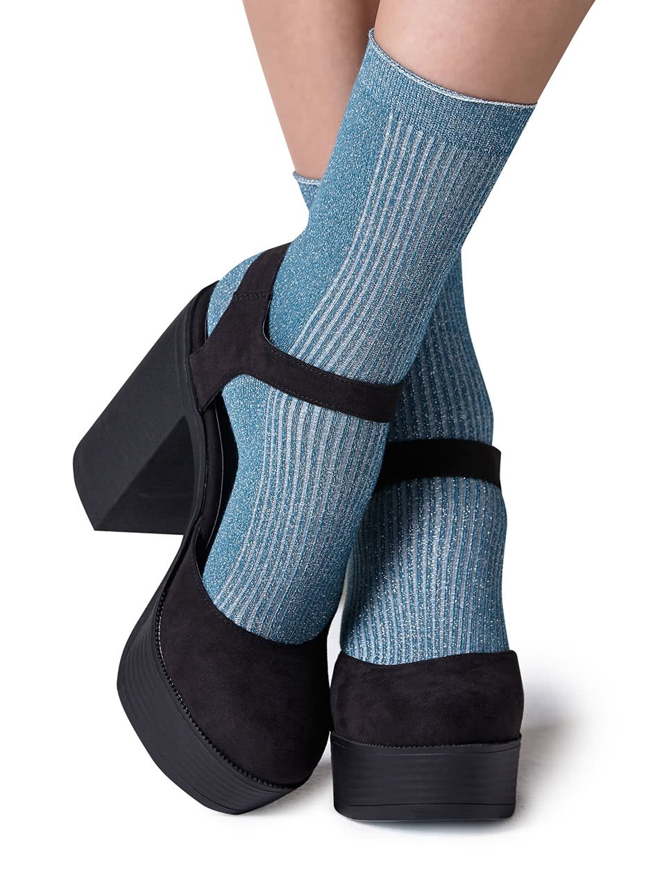 Tyrkysové dámské třpytivé ponožky Gipsy