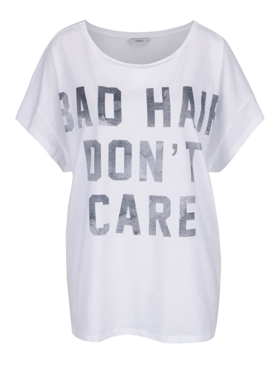 Bílé tričko s potiskem ONLY Bad hair don´t care