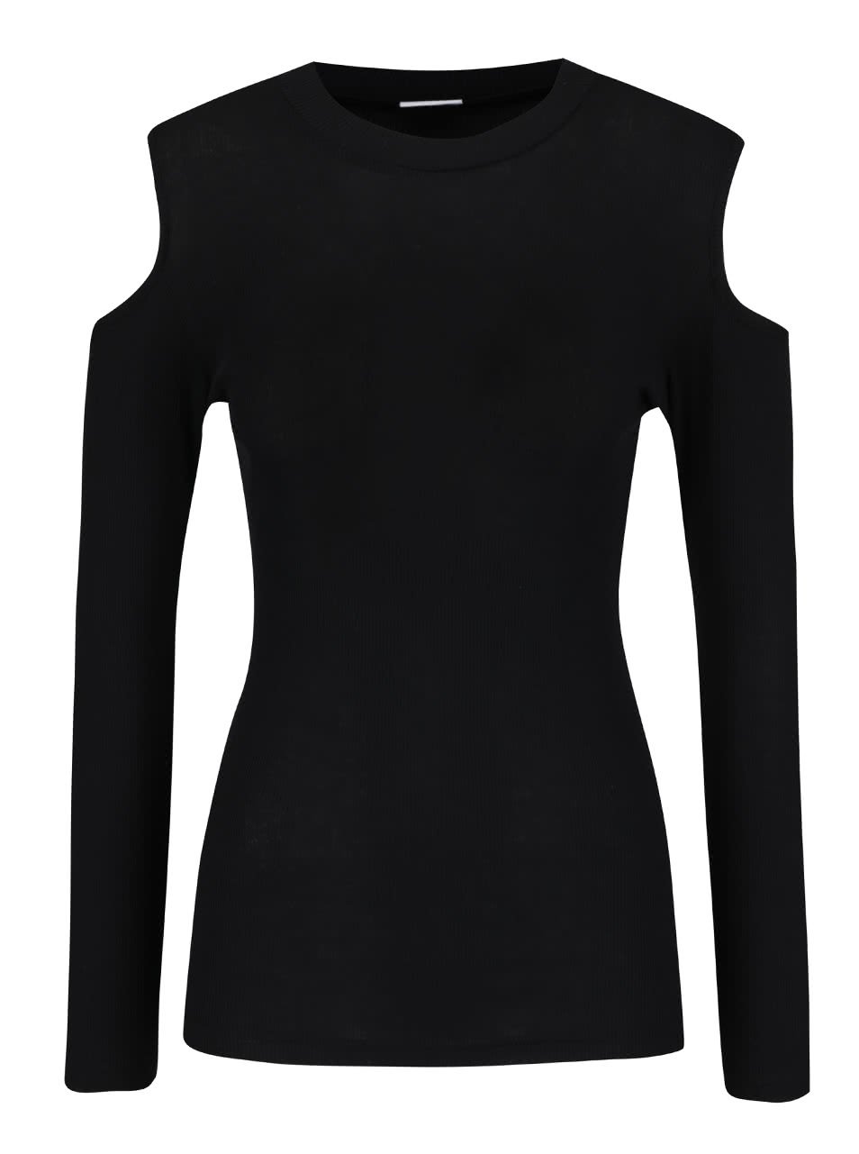 Černé žebrované tričko s průstřihy na ramenou Jacqueline de Yong Sierra