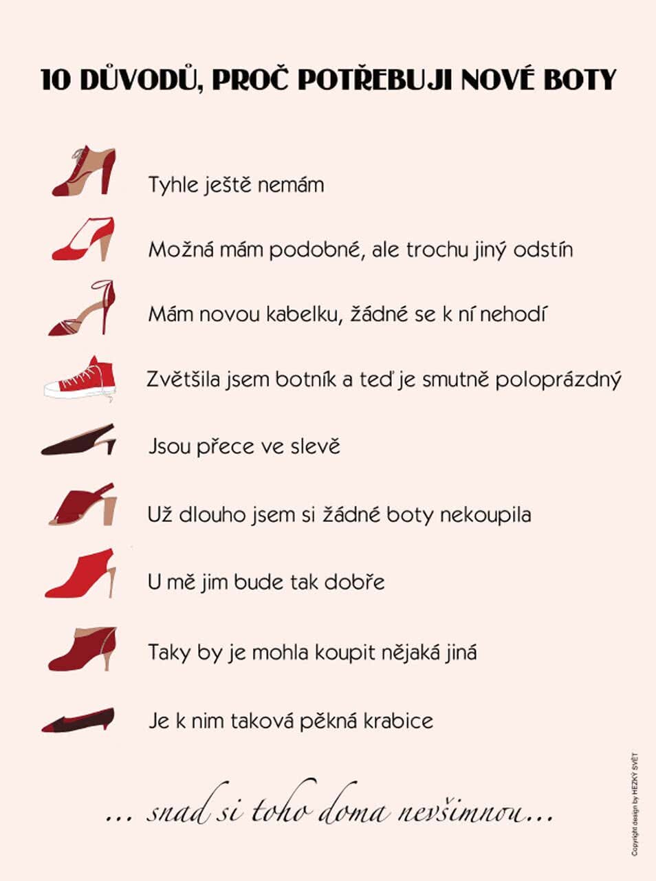 Světle růžový plakát HEZKÝ SVĚT Boty