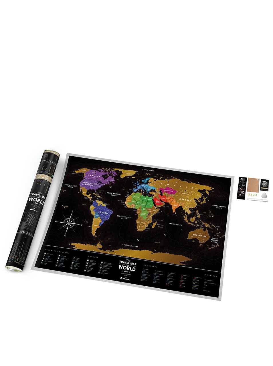 Stírací mapa světa v černo-zlaté barvě Travel Map