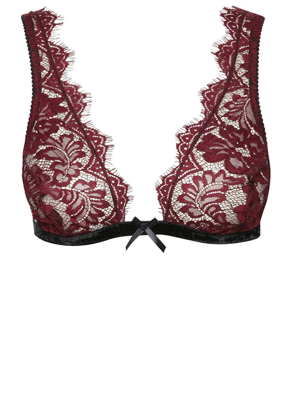 Vínová krajková podprsenka Lingerie