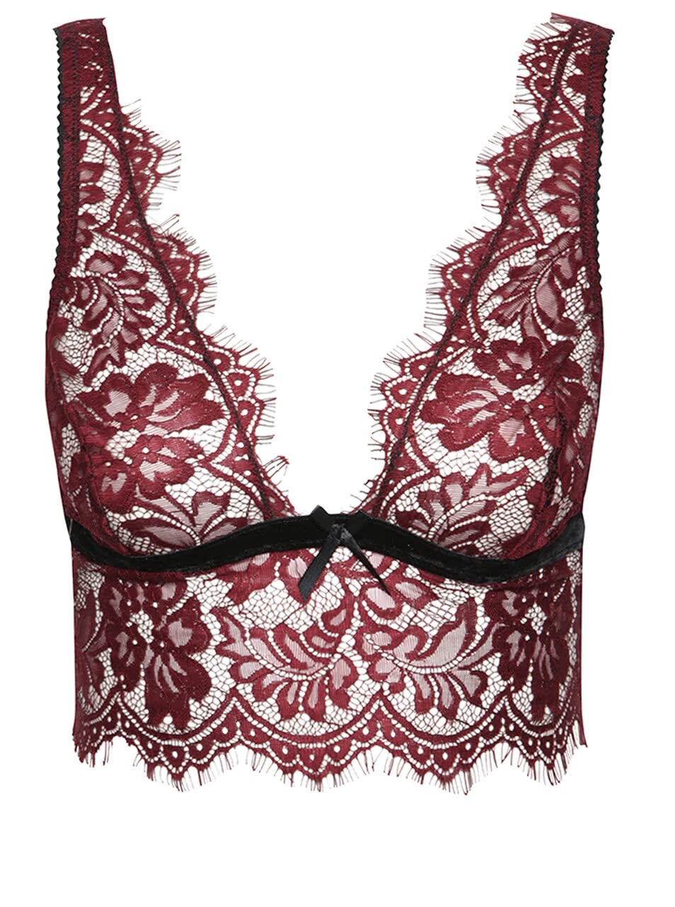 Vínová krajková podprsenka s širokým pásem Eden Lingerie