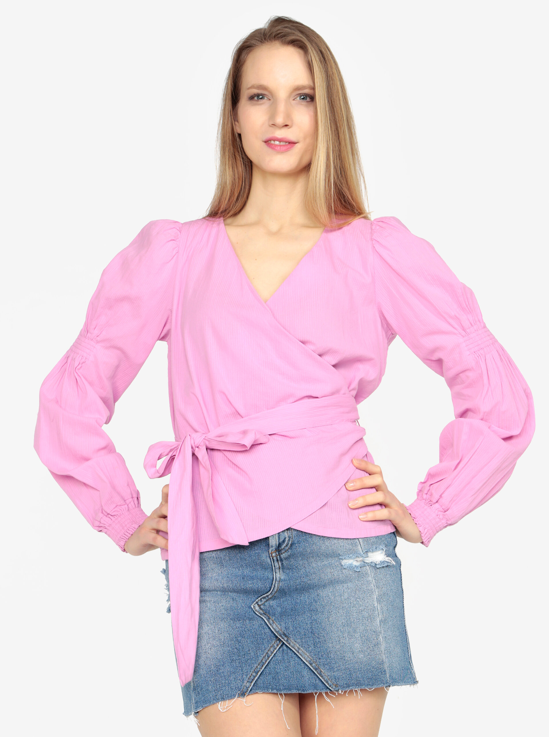 Růžová zavinovací halenka VERO MODA Silja