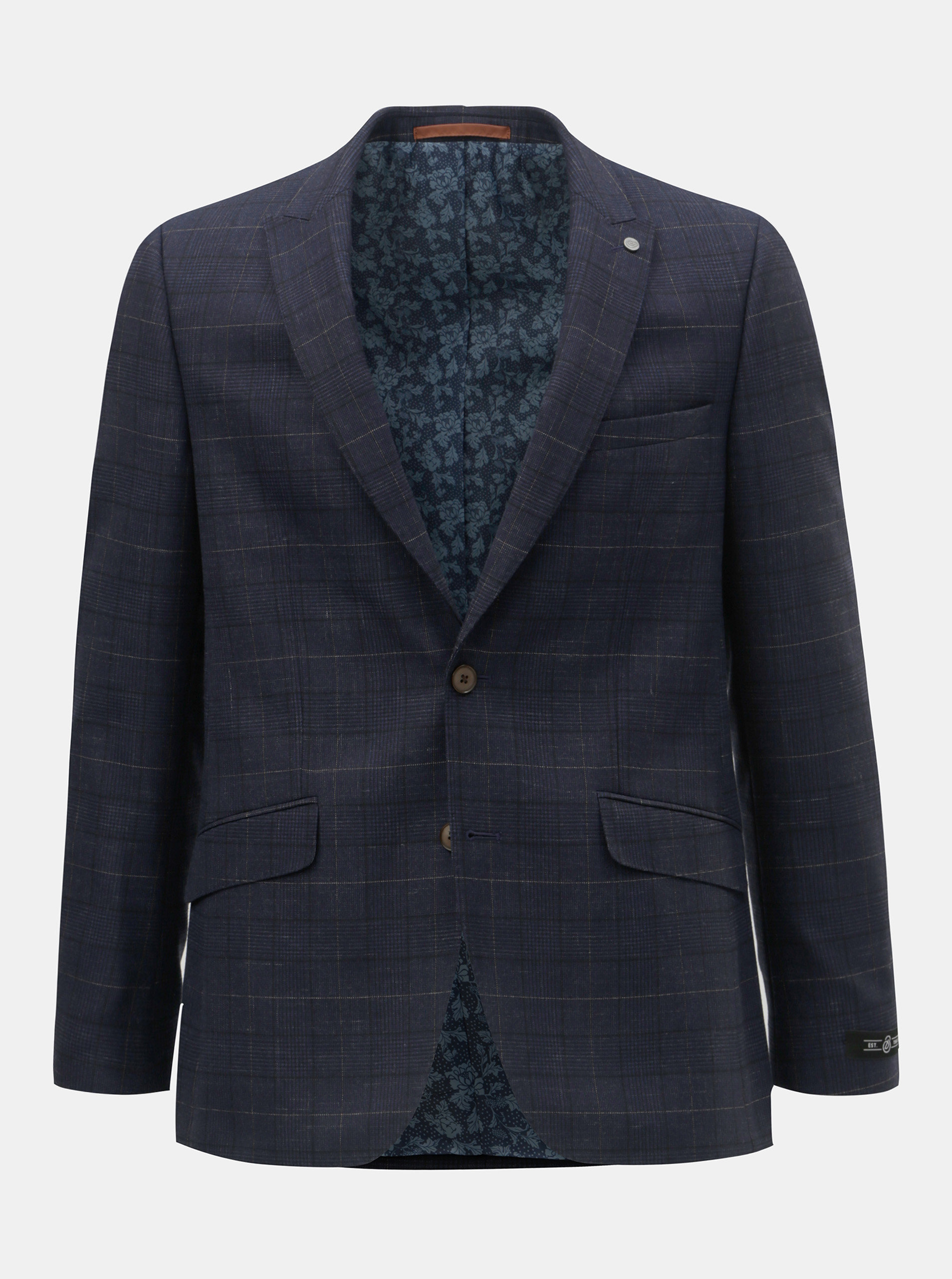 Fotografie Tmavě modré kostkované oblekové slim fit sako Burton Menswear London