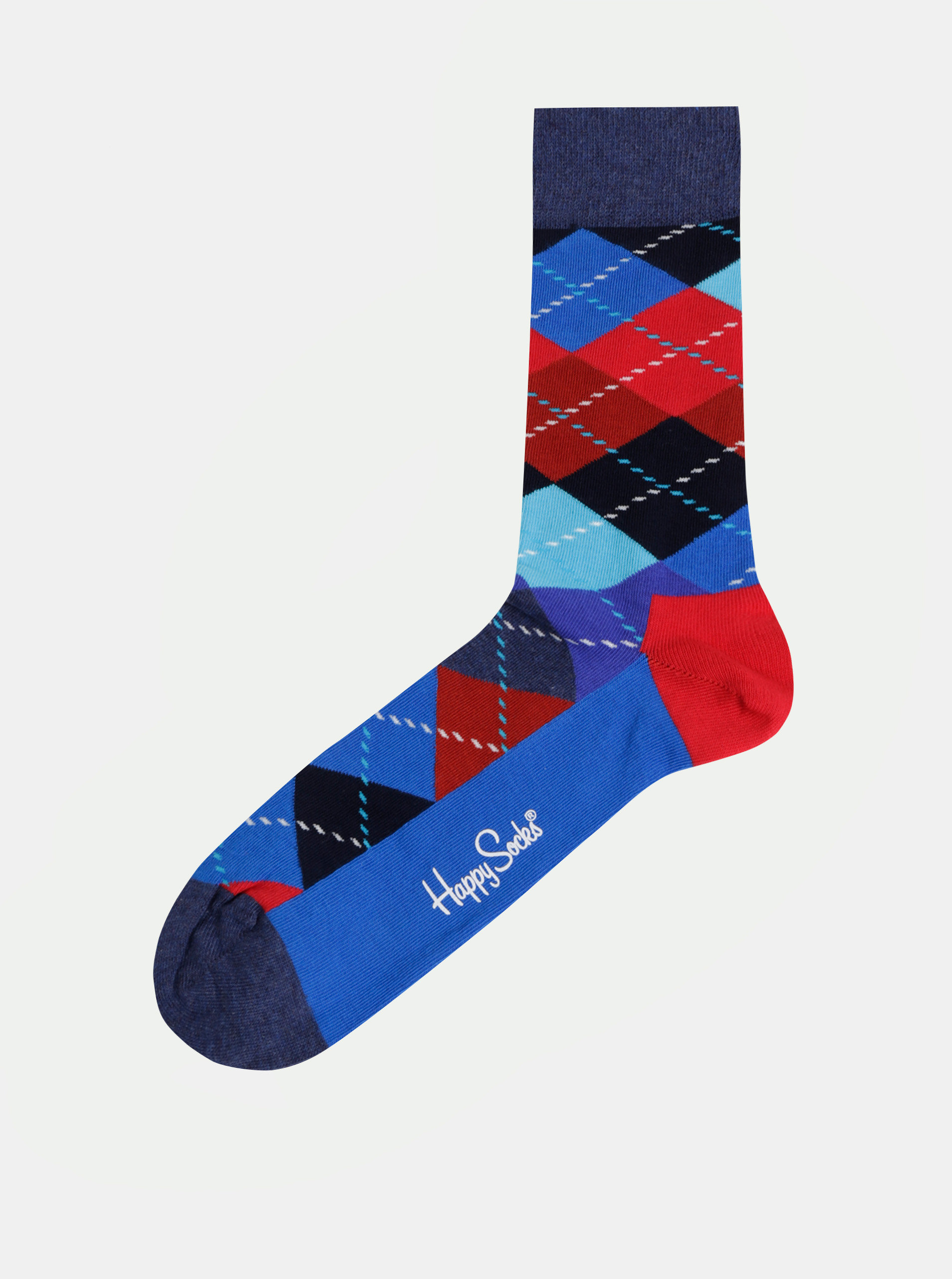 Červeno-modré vzorované ponožky Happy Socks Argyle