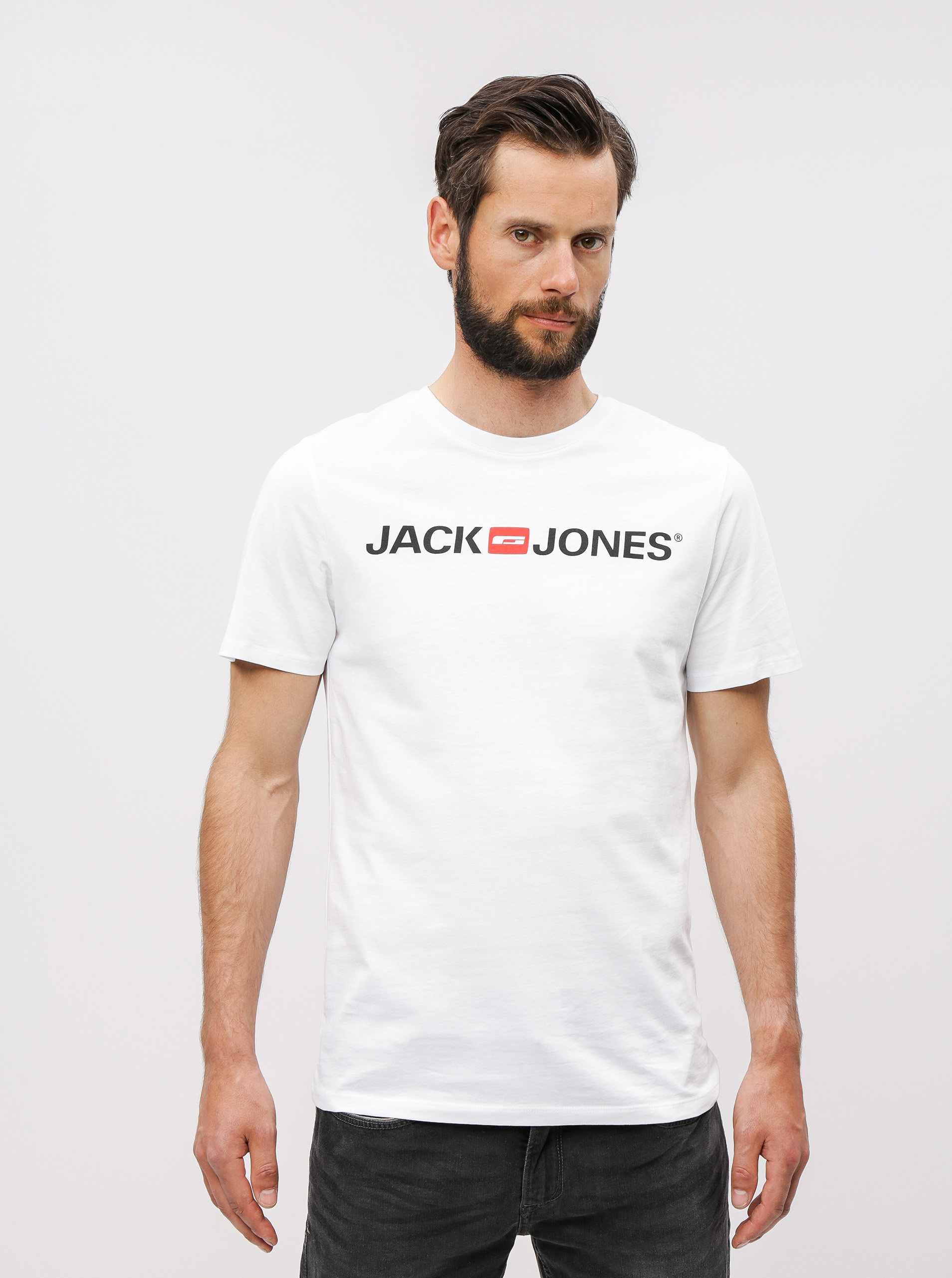 Fotografie Bílé tričko s potiskem Jack & Jones