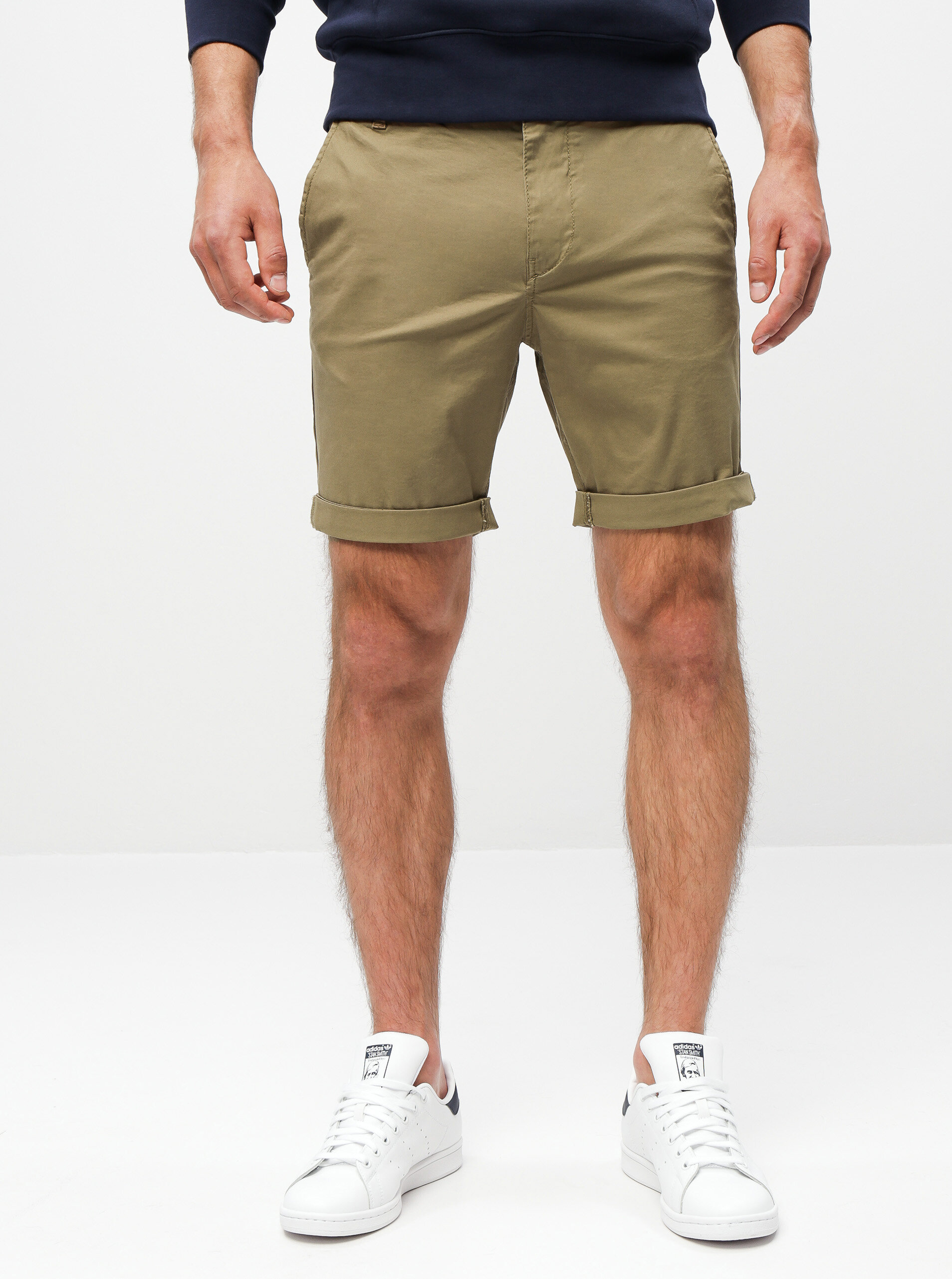 Khaki chino kraťasy Selected Homme Paris