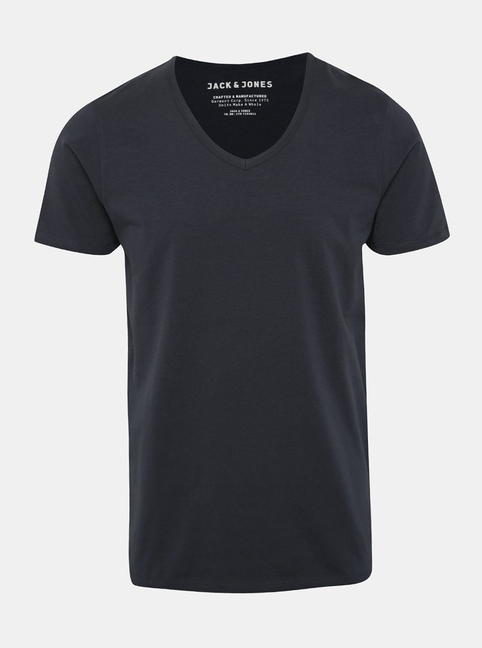 Fotografie Tmavě modré basic tričko s véčkovým výstřihem Jack & Jones Basic