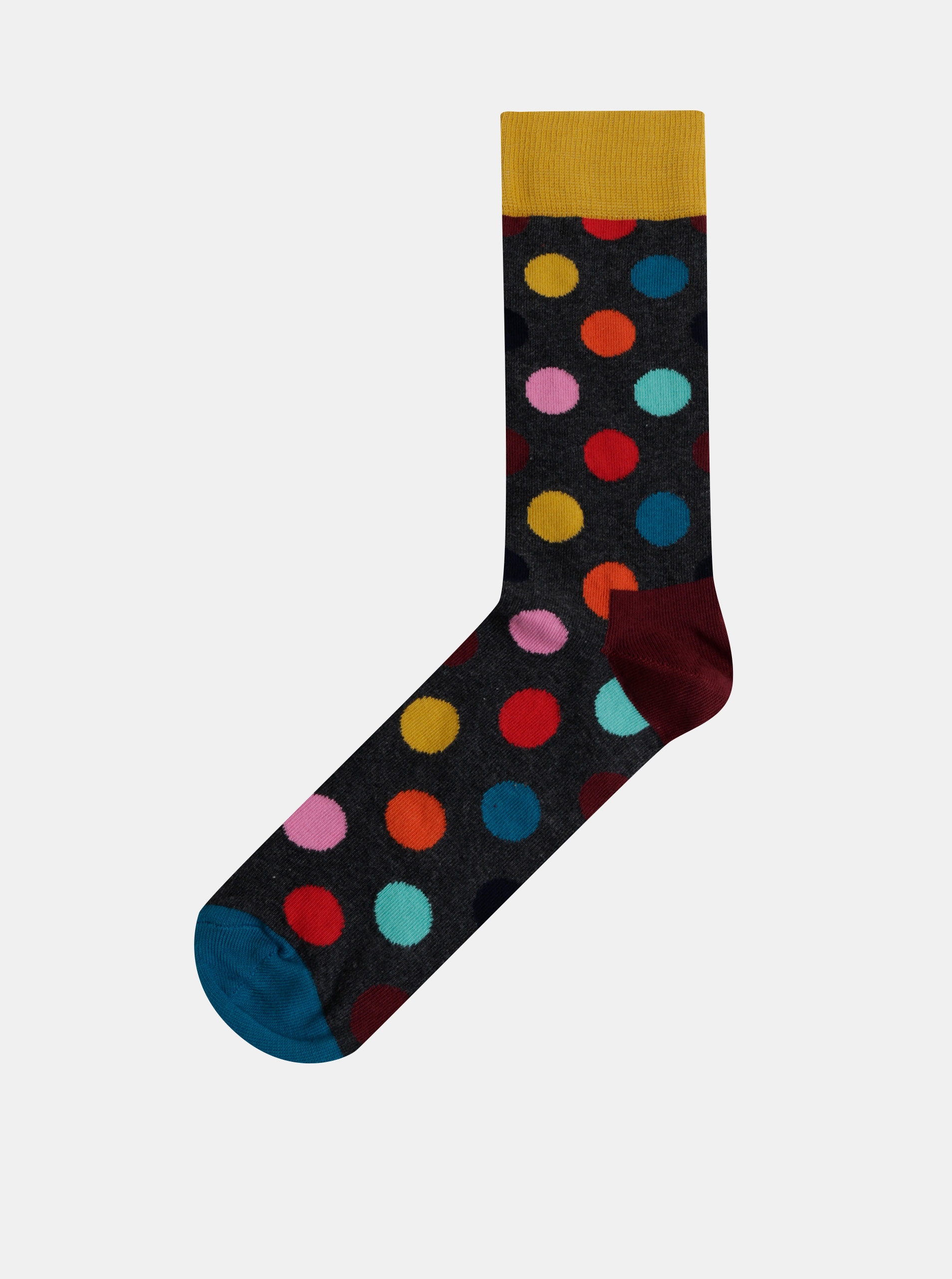 Fotografie Tmavě šedé pánské puntíkované ponožky Happy Socks Big Dot