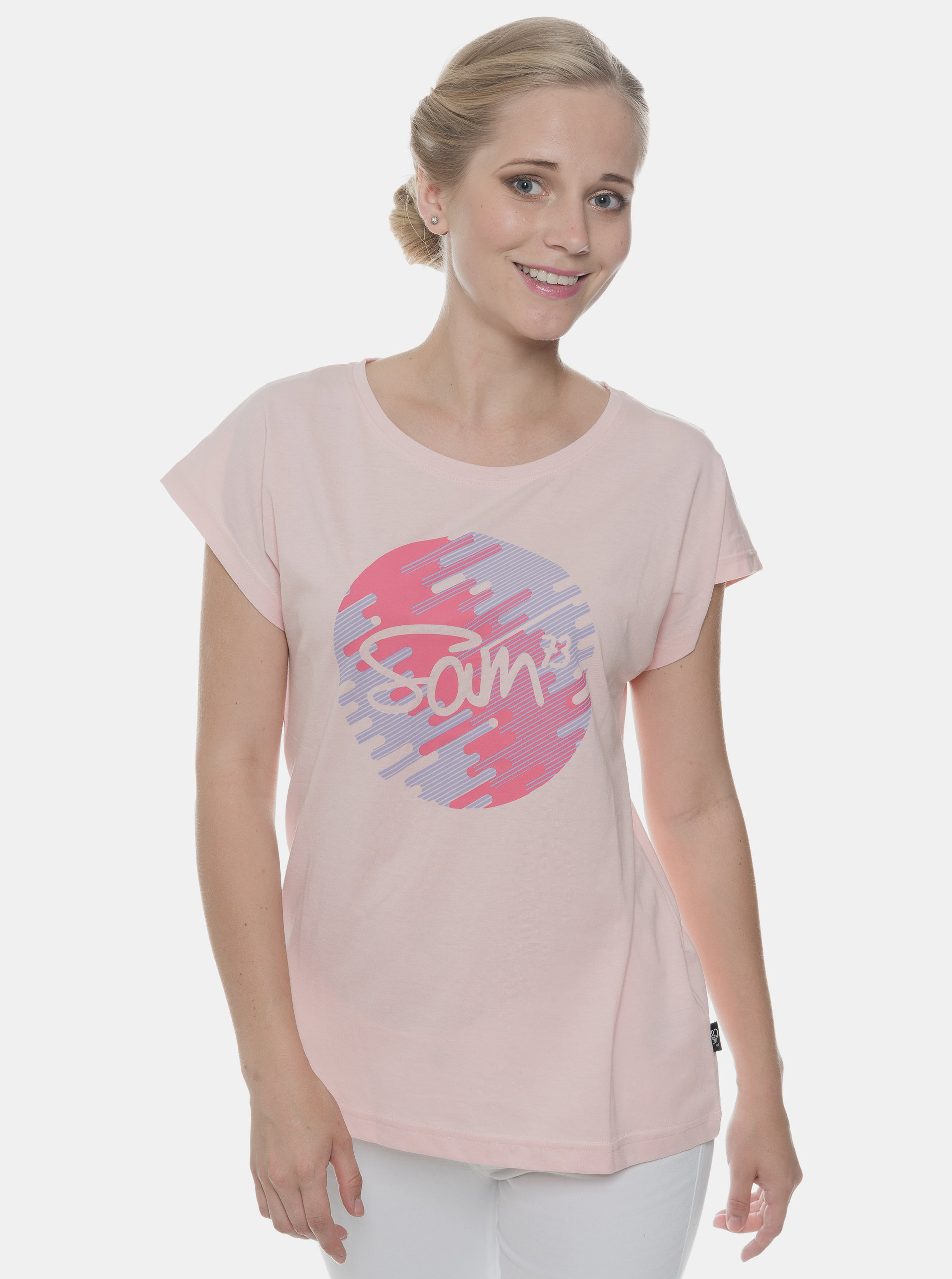 Fotografie Růžové dámské tričko s potiskem SAM 73