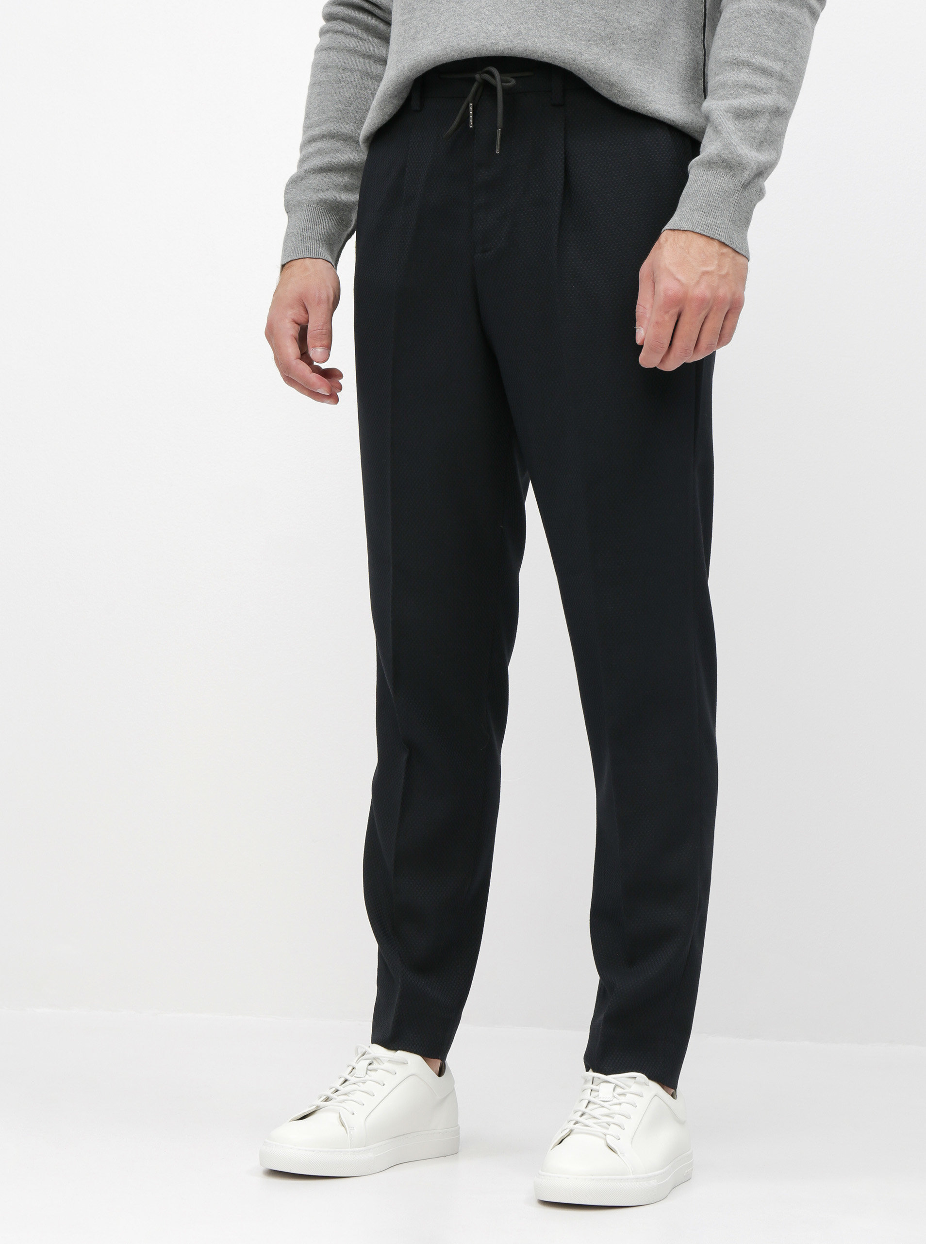 Fotografie Modro-černé slim fit kalhoty Selected Homme Leo