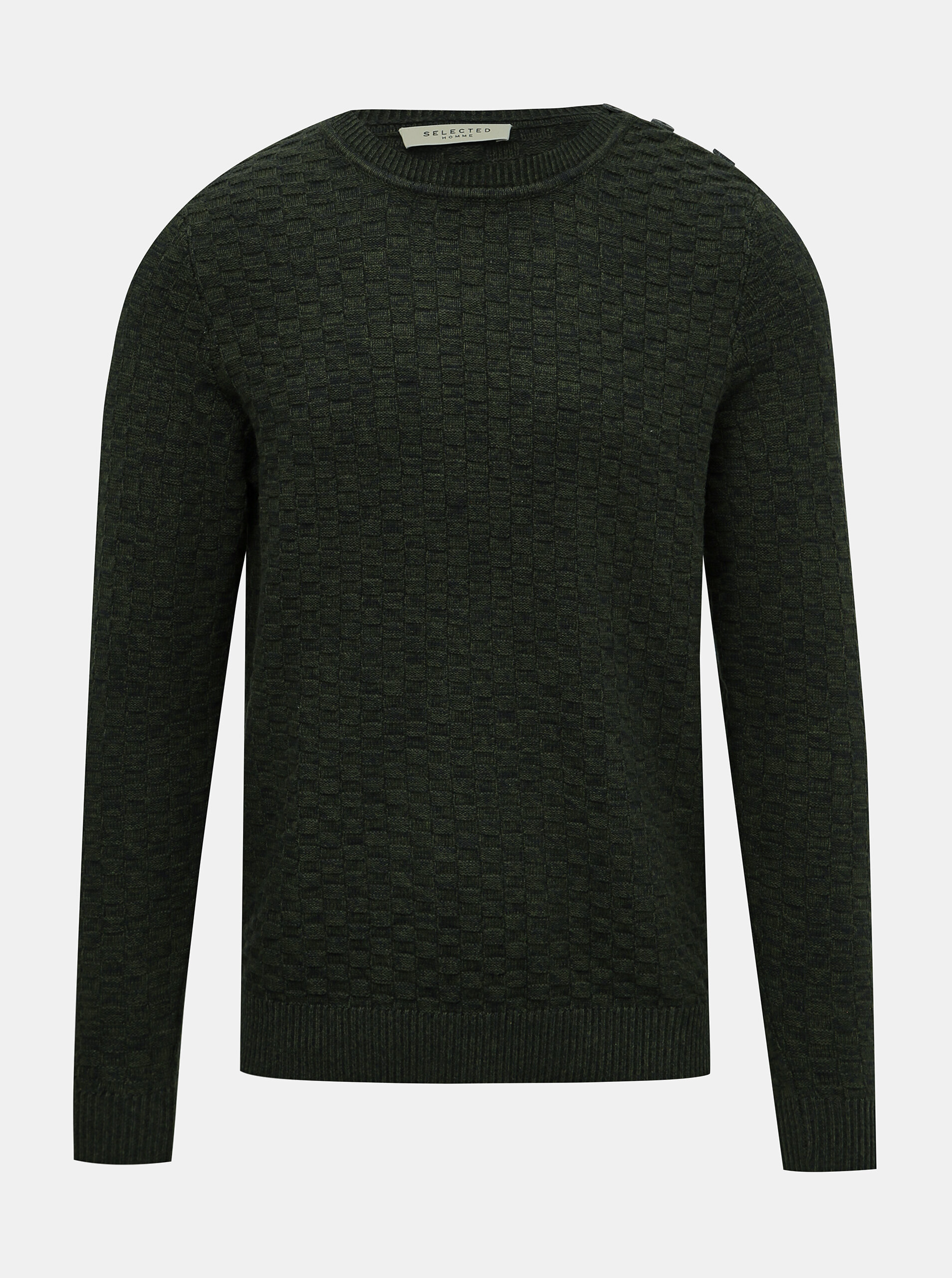 Tmavě zelený svetr Selected Homme Square