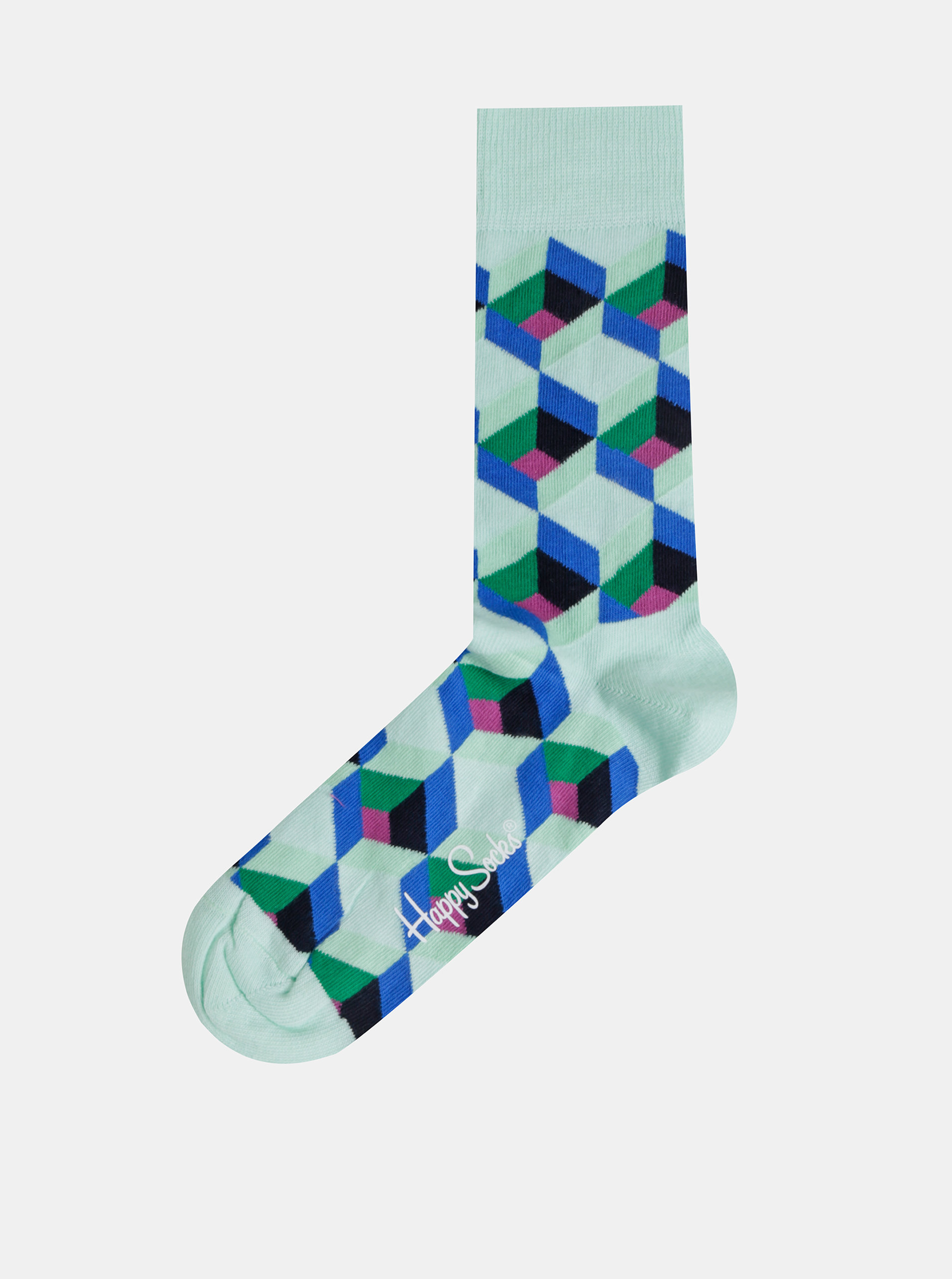 Fotografie Mentolové vzorované ponožky Happy Socks Optic Sguare