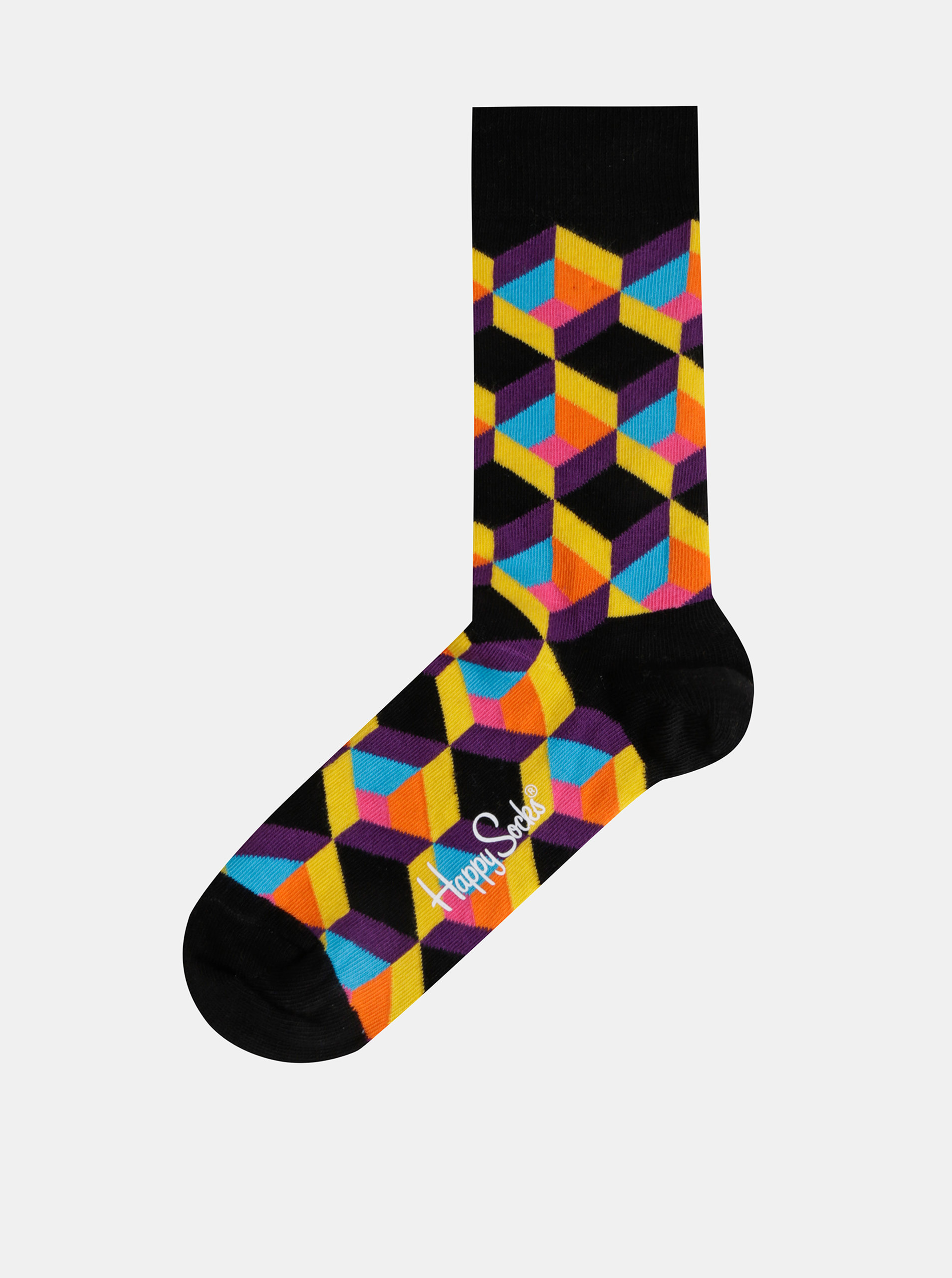 Fotografie Černé vzorované ponožky Happy Socks Optic Square