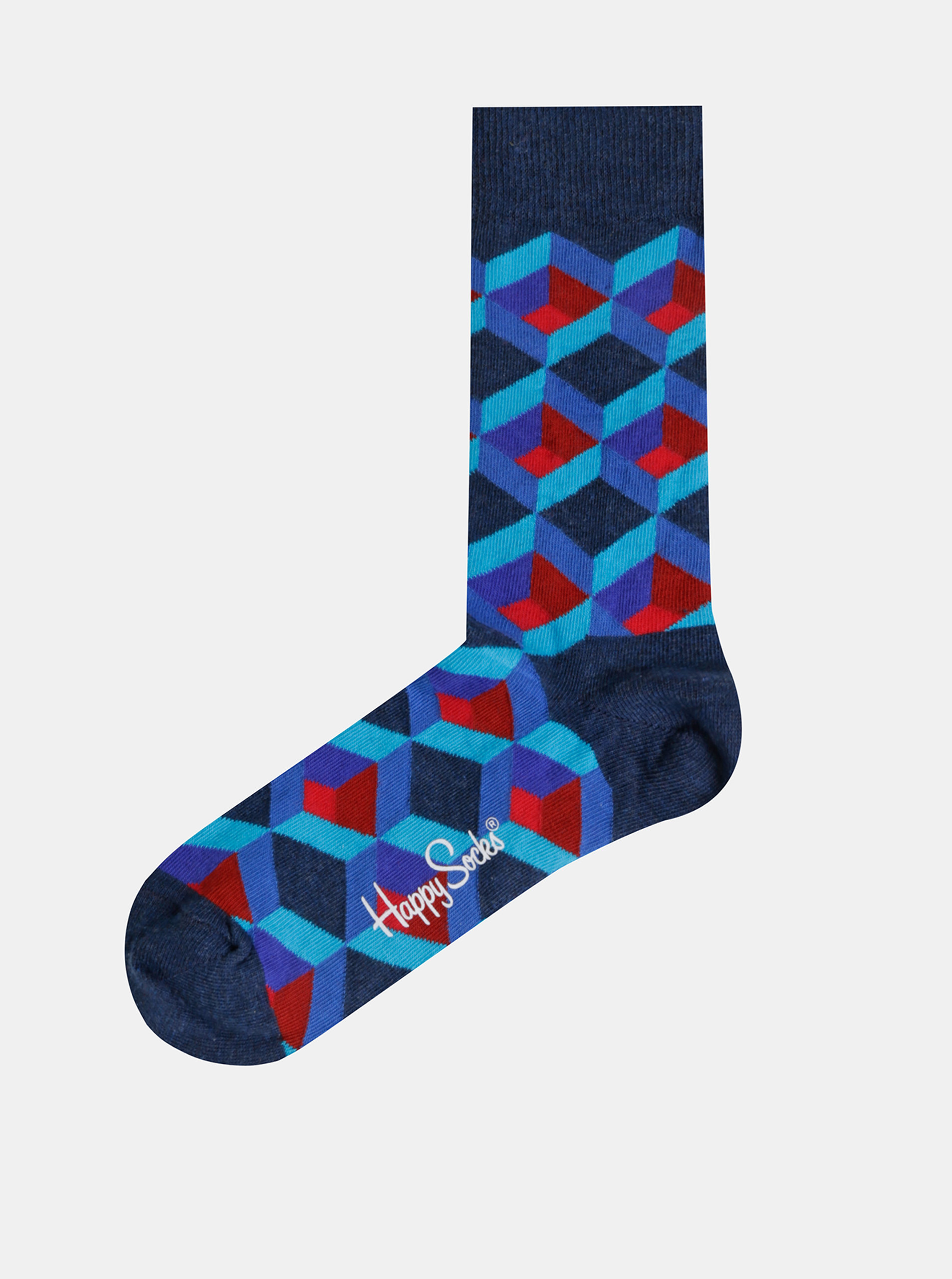 Fotografie Modré vzorované ponožky Happy Socks Optic Square