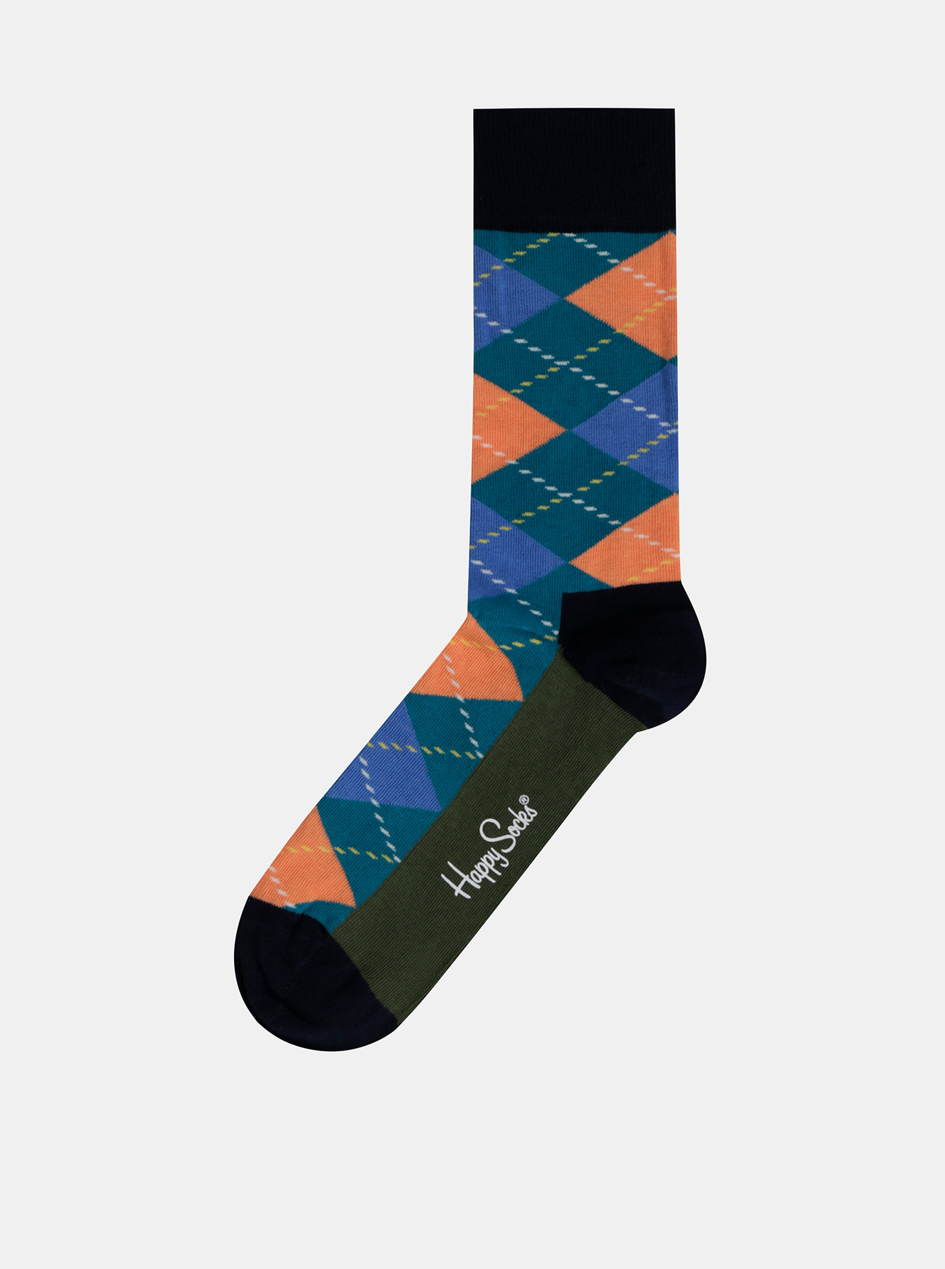 Fotografie Modré pánské kostkované ponožky Happy Socks Argyle