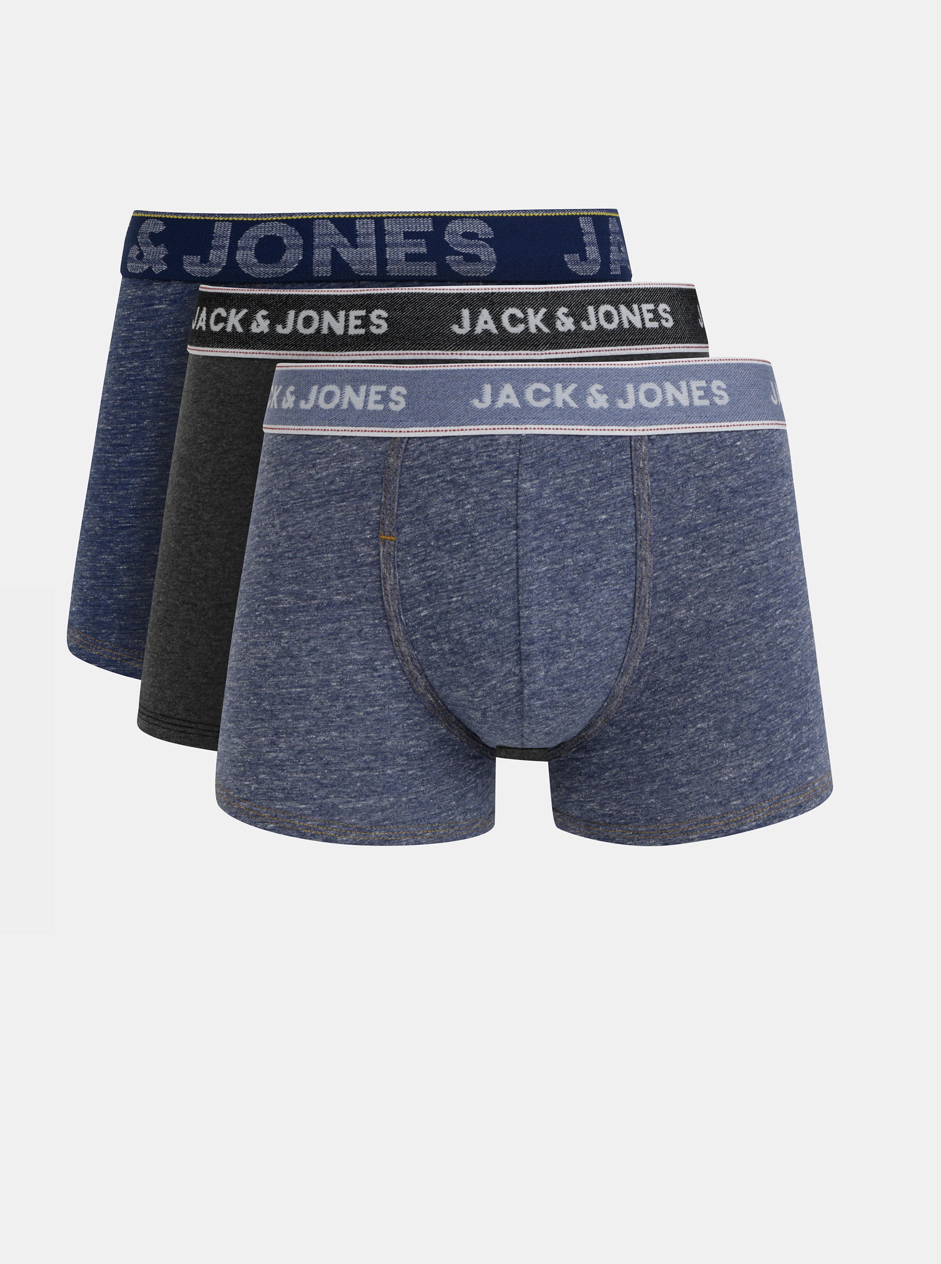 Fotografie Sada tří boxerek v modré a šedé barvě Jack & Jones Denim