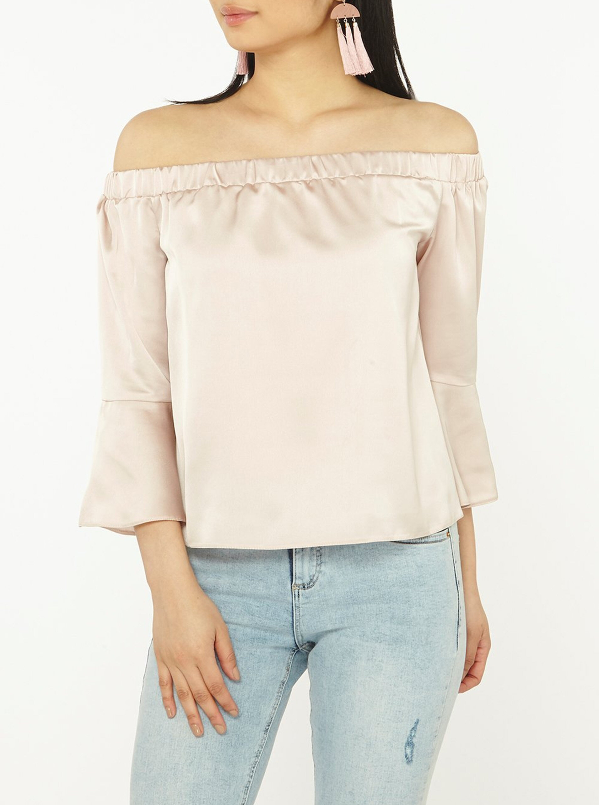 Starorůžová halenka s odhalenými rameny Dorothy Perkins Petite