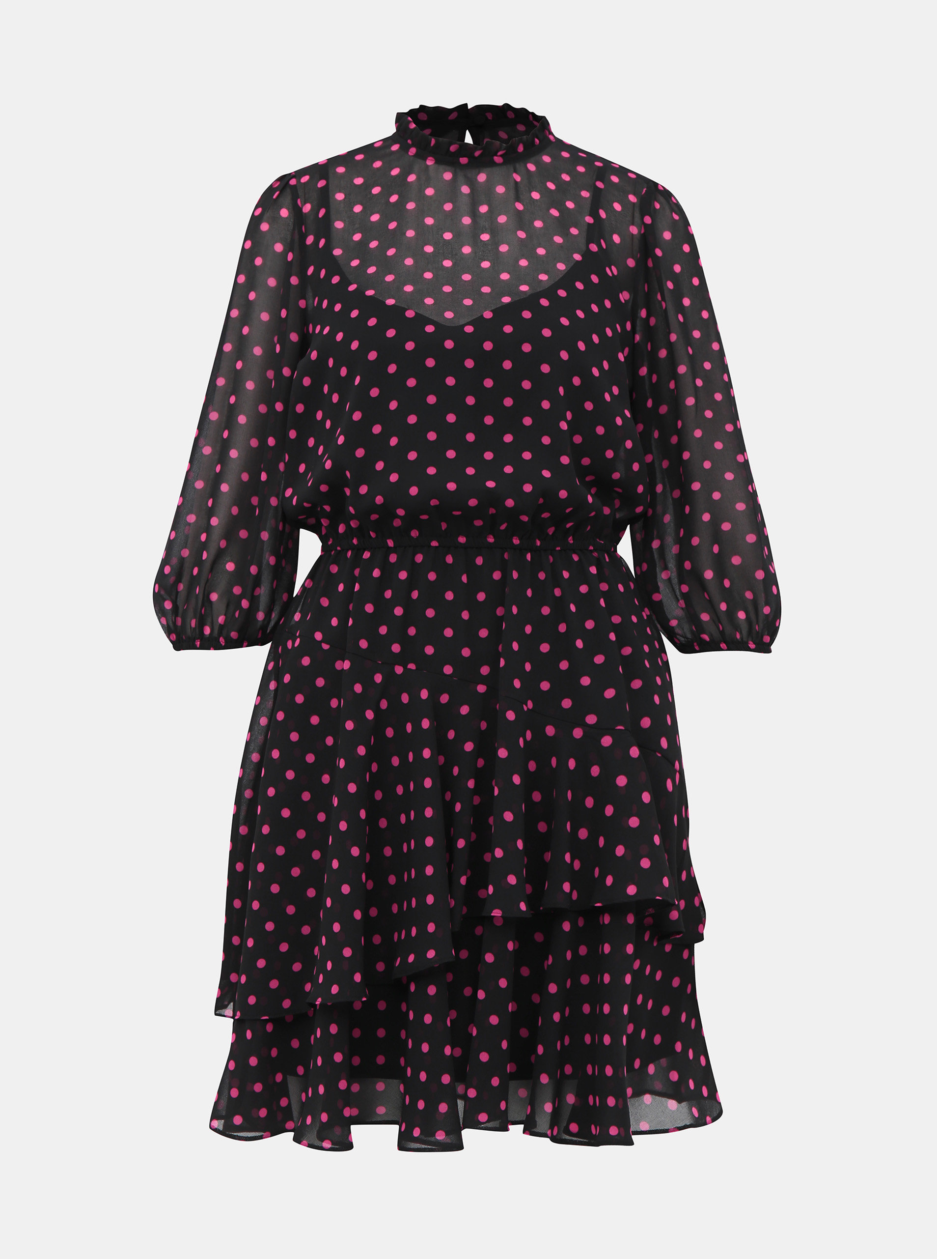 Fotografie Růžovo-černé puntíkované šaty Dorothy Perkins