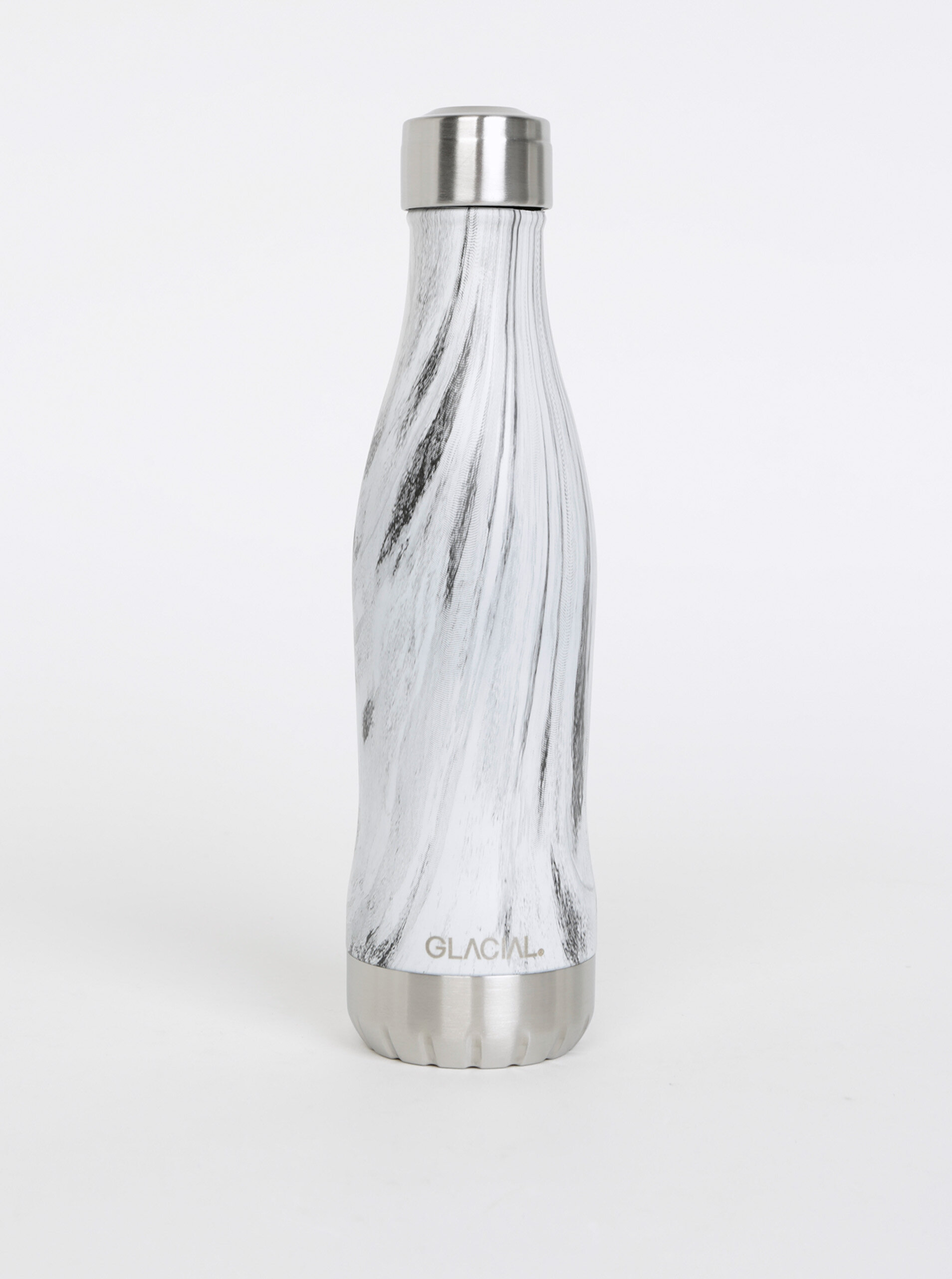 Bílá vzorovaná termolahev GLACIAL Birch Wood 400 ml
