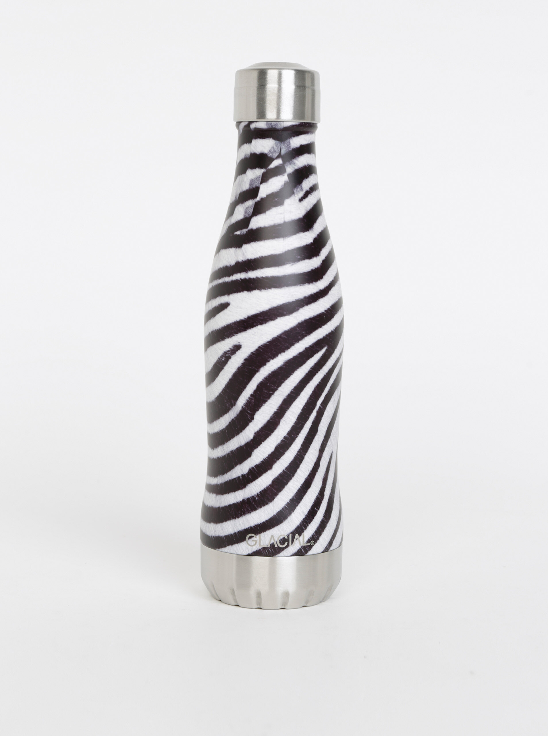 Černo-bílá termolahev se zebrovaným vzorem GLACIAL Zebra 400 ml