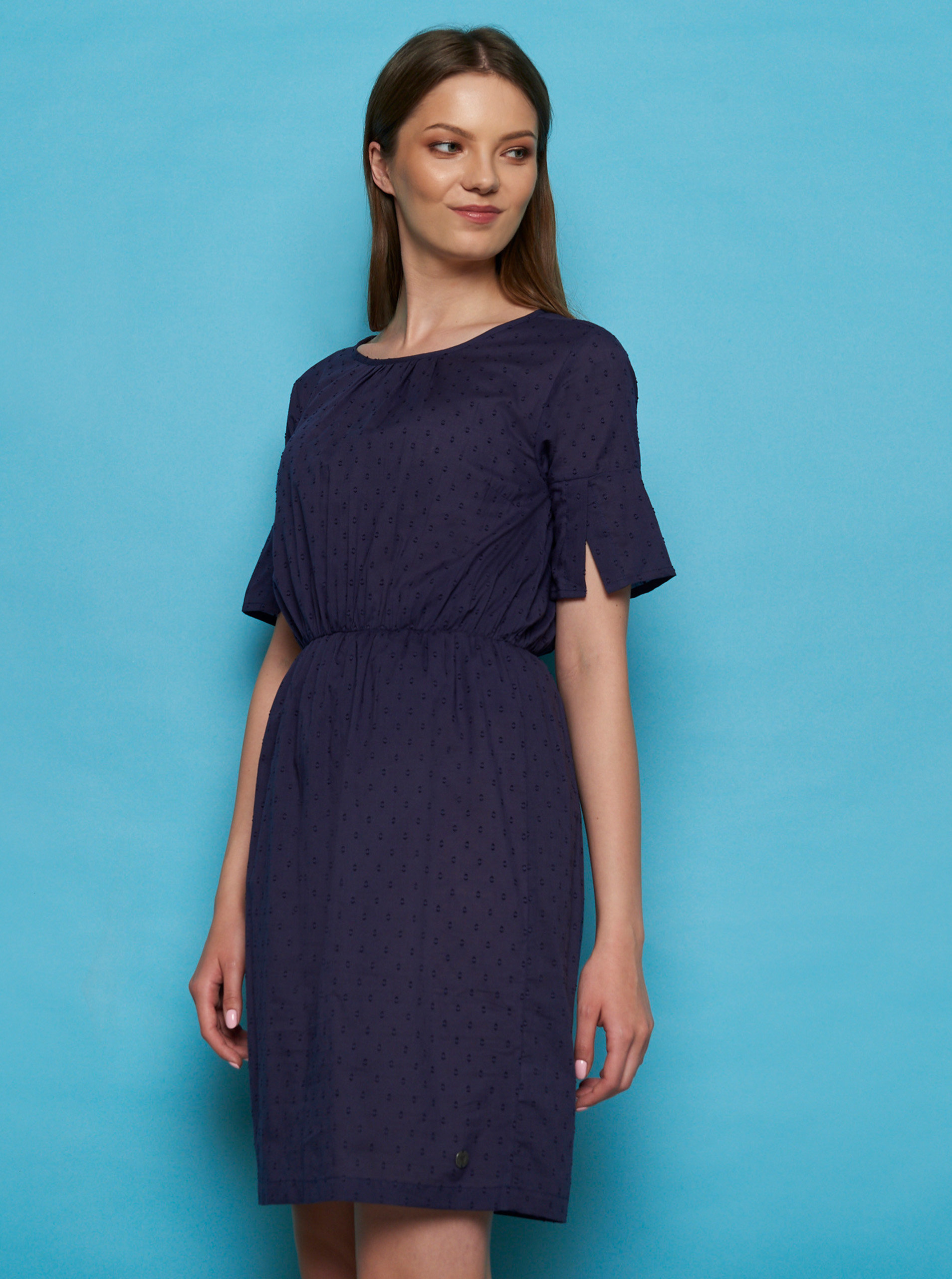 Fotografie Tmavě modré vzorované šaty Tranquillo