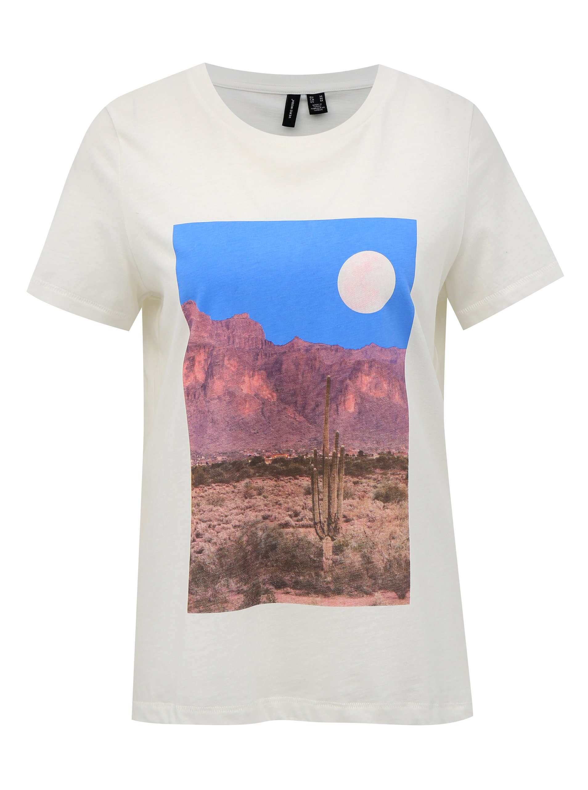 Fotografie Bílé tričko s potiskem VERO MODA Desert