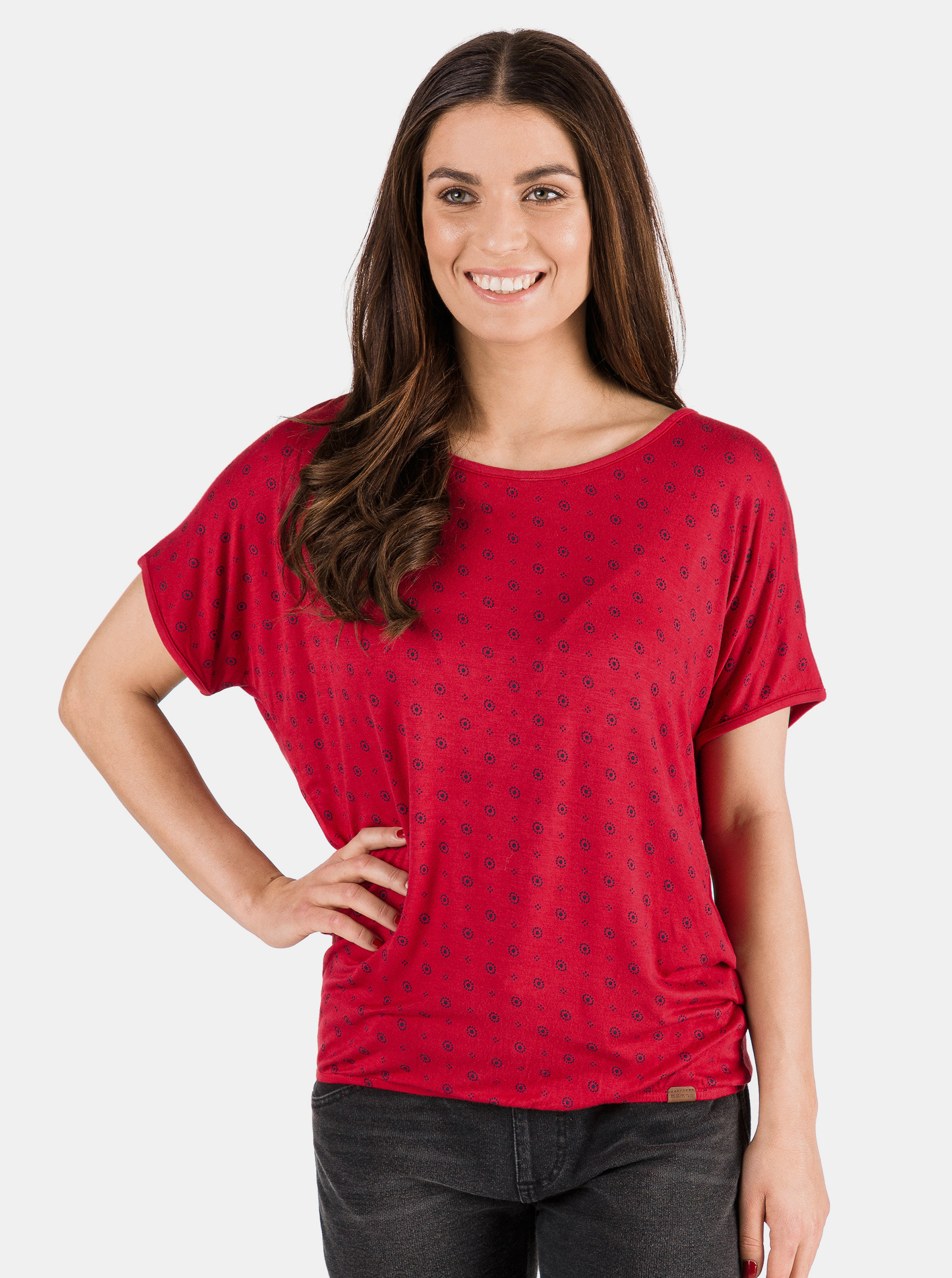 Fotografie Červené dámské vzorované tričko SAM 73